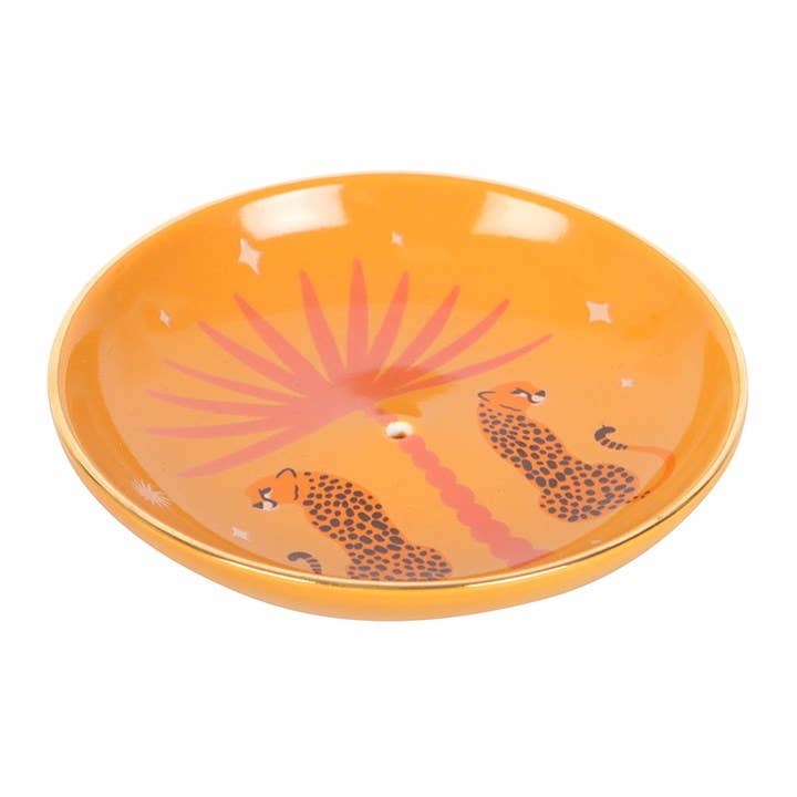 Leopard Palm Ceramic Incense Holder Plate