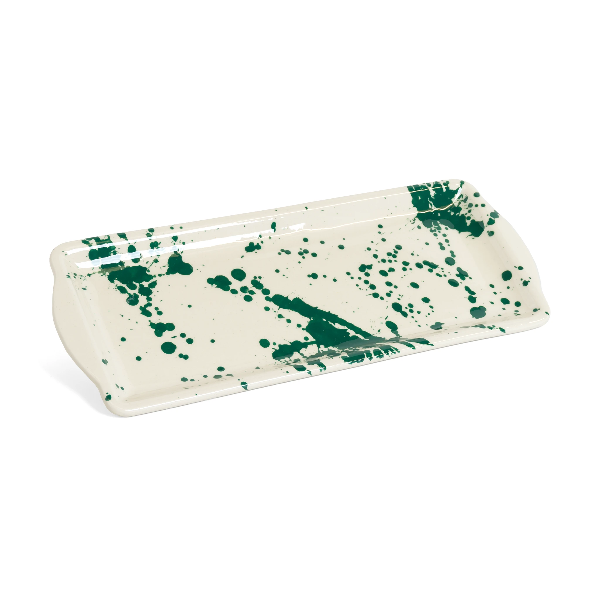 Rectangular Platter Green Splatter