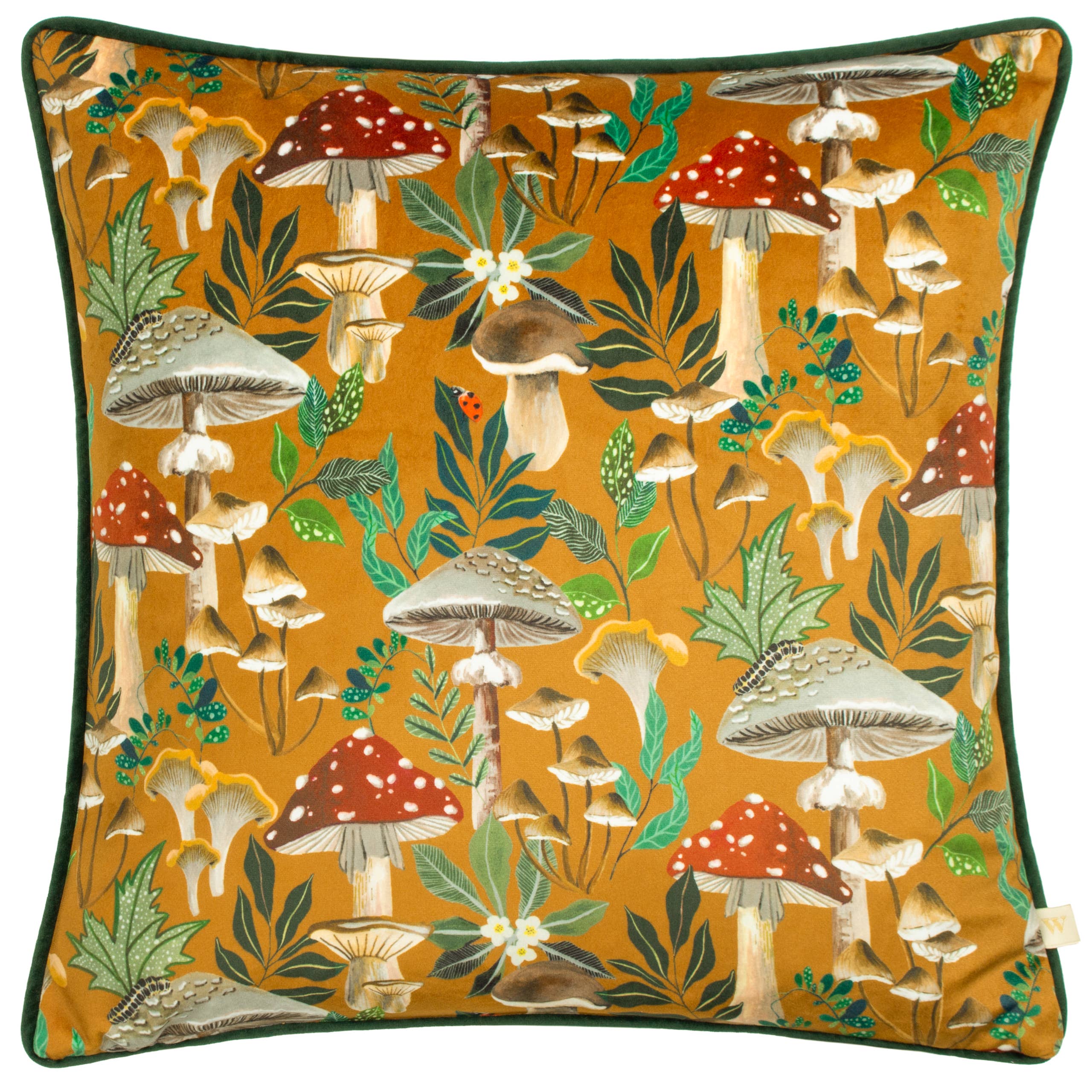 Wild Garden Mushroom Repeat Cushion Gold