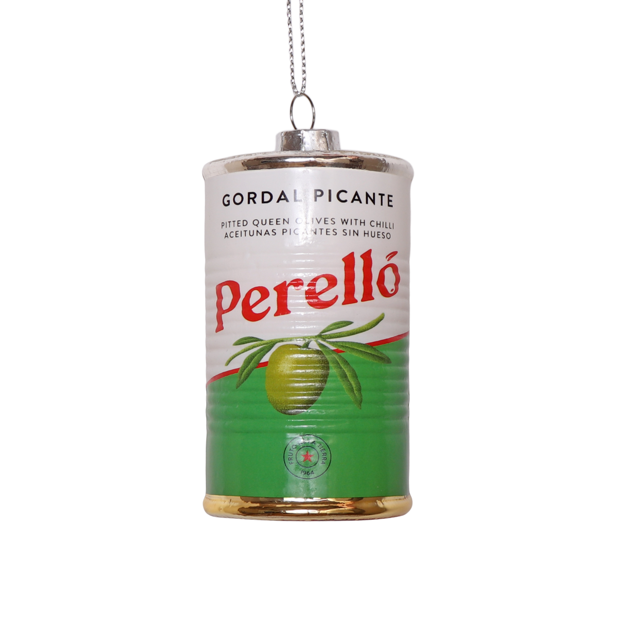 Perelló Gordal Picante Olives Glass Decoration, 8cm