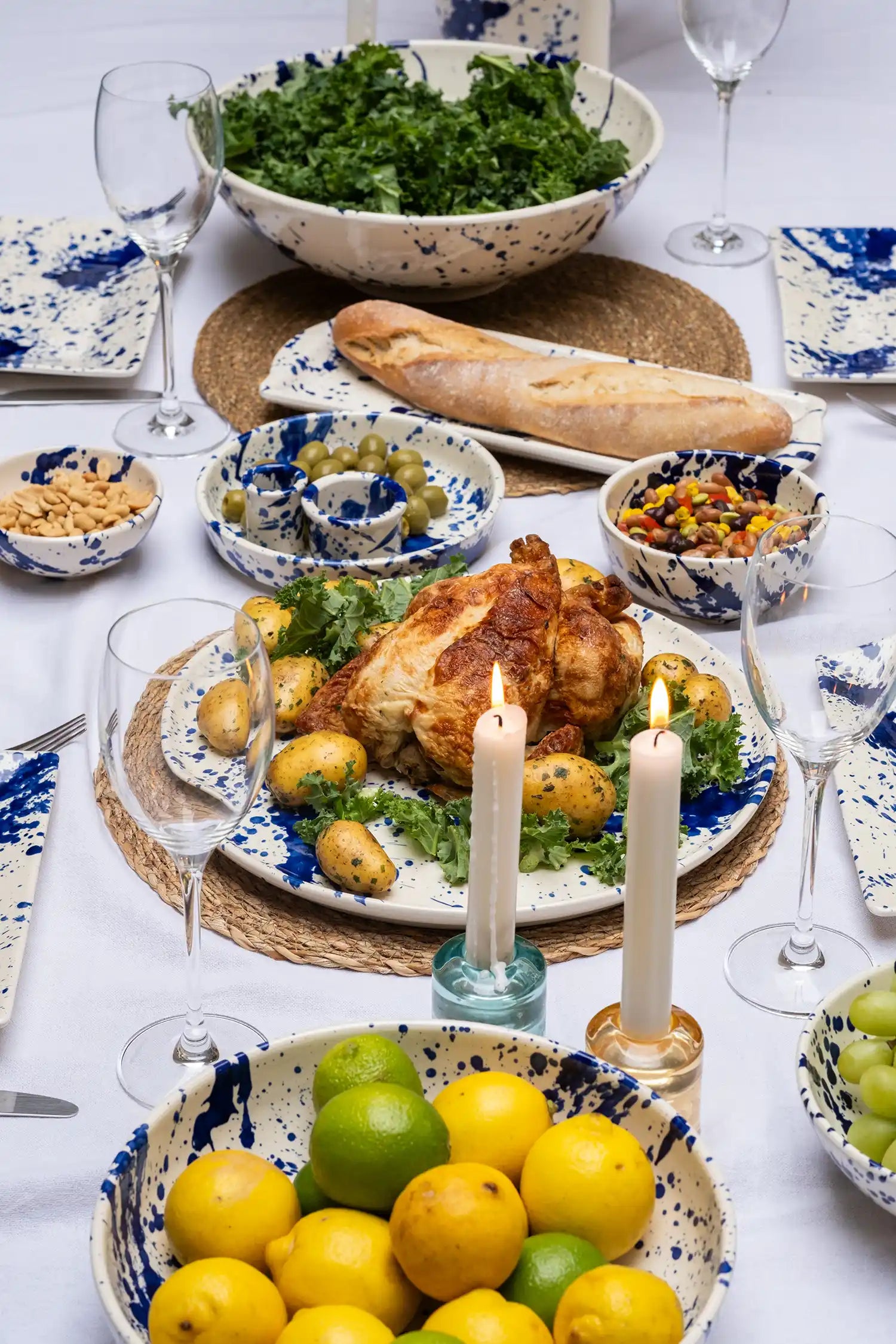 Serving Bowl Blue Splatter