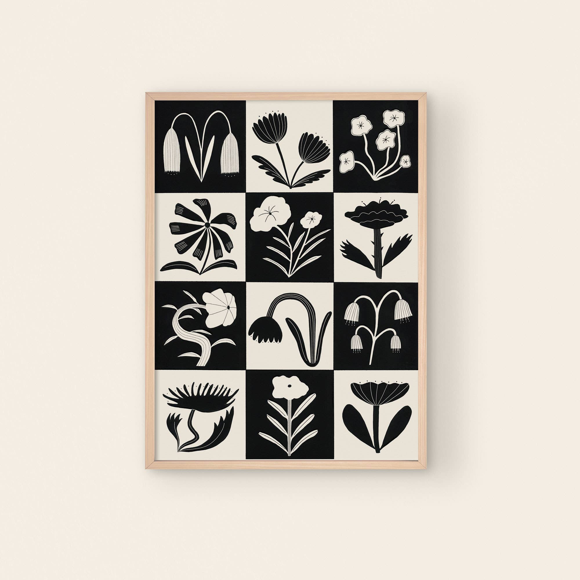 Black And White Flowers Art Print | Monochrome | Floral Art