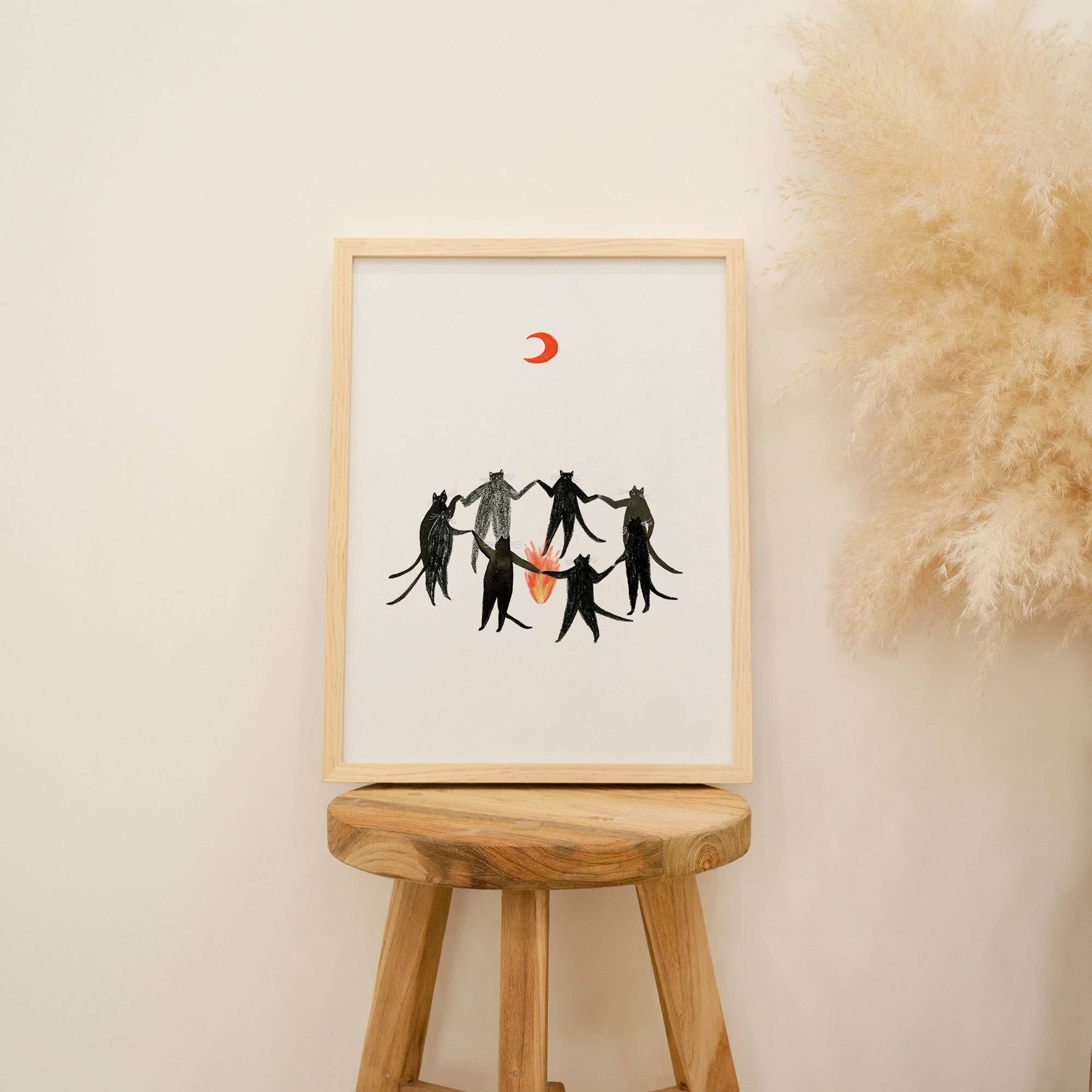 Mystic Cats Art Print | Black Cats | Magic Wall Art | Witchy