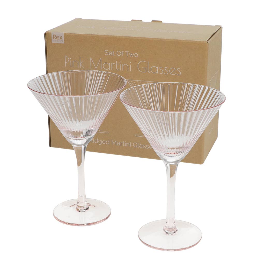Ridged martini glasses (set of 2) 200ml - Pink