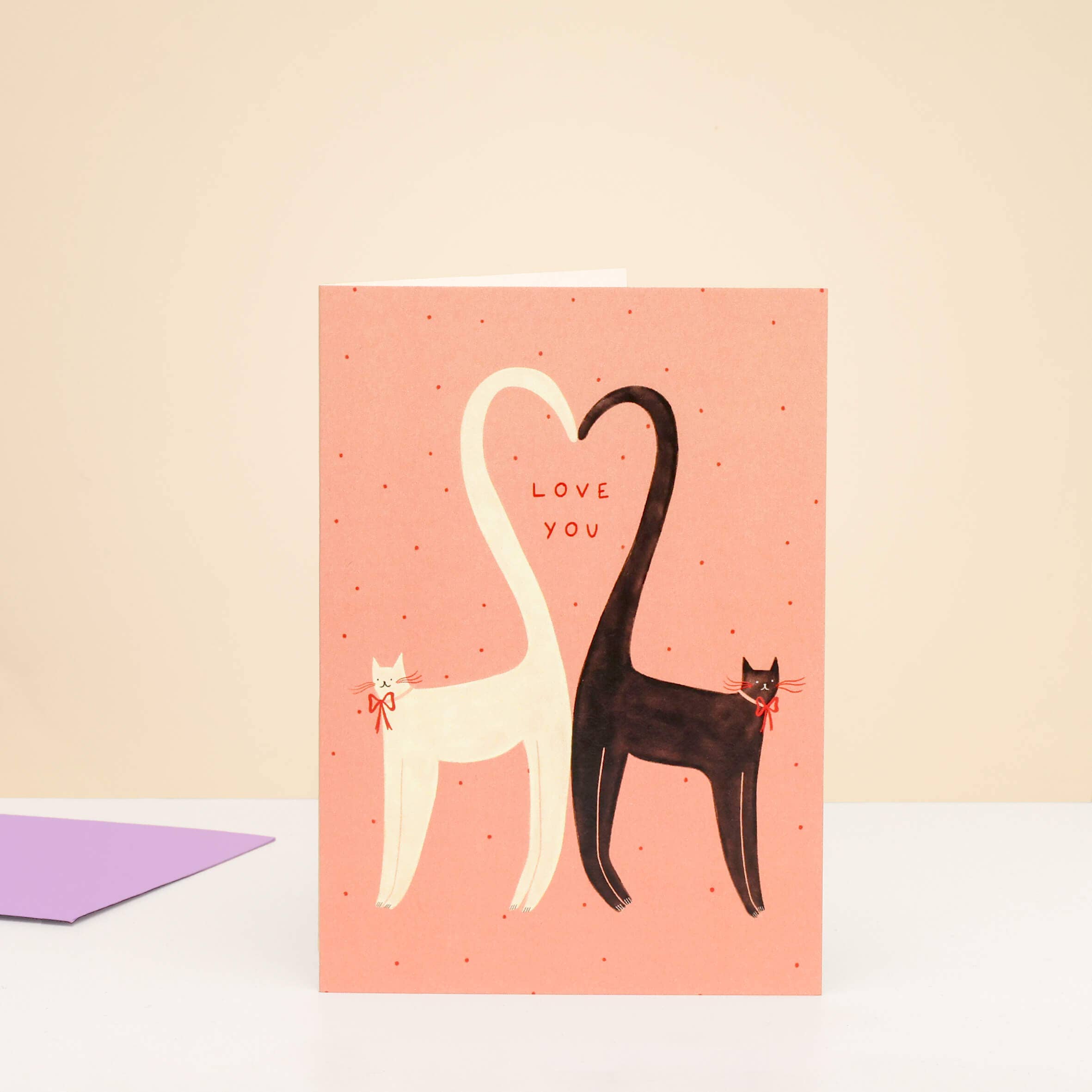 Heart Tails Cats Love Card | Cat Valentine's Day Card