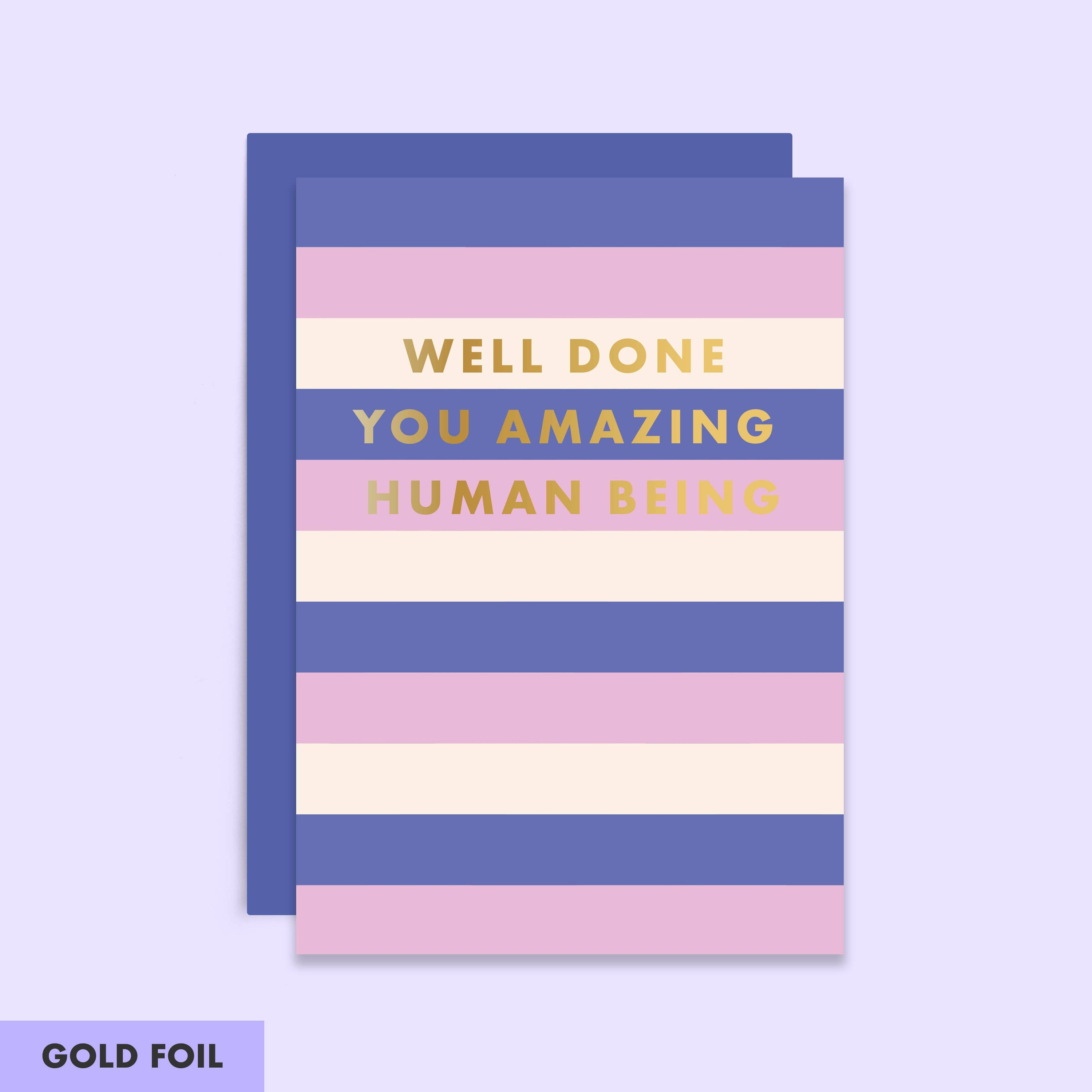 Well Done Striped Card | Congratulations | Gold Foil