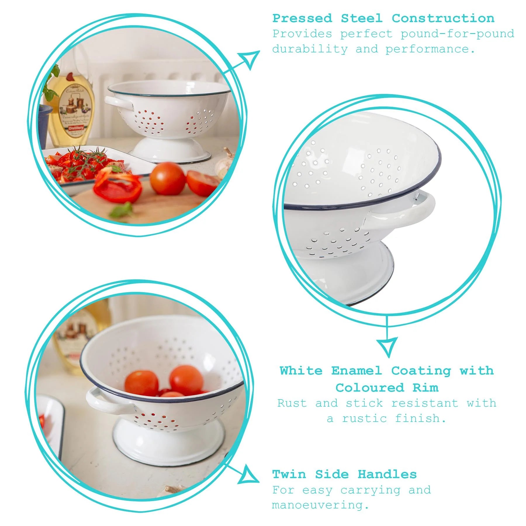 White Enamel Colander