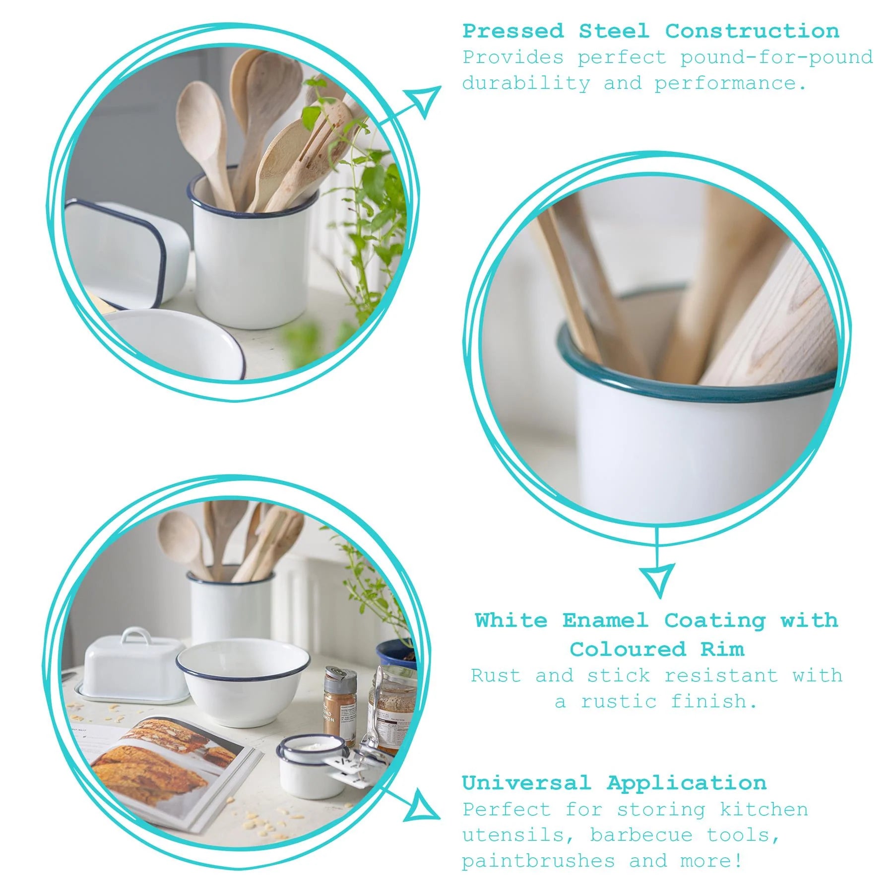 White Enamel Utensil Holder