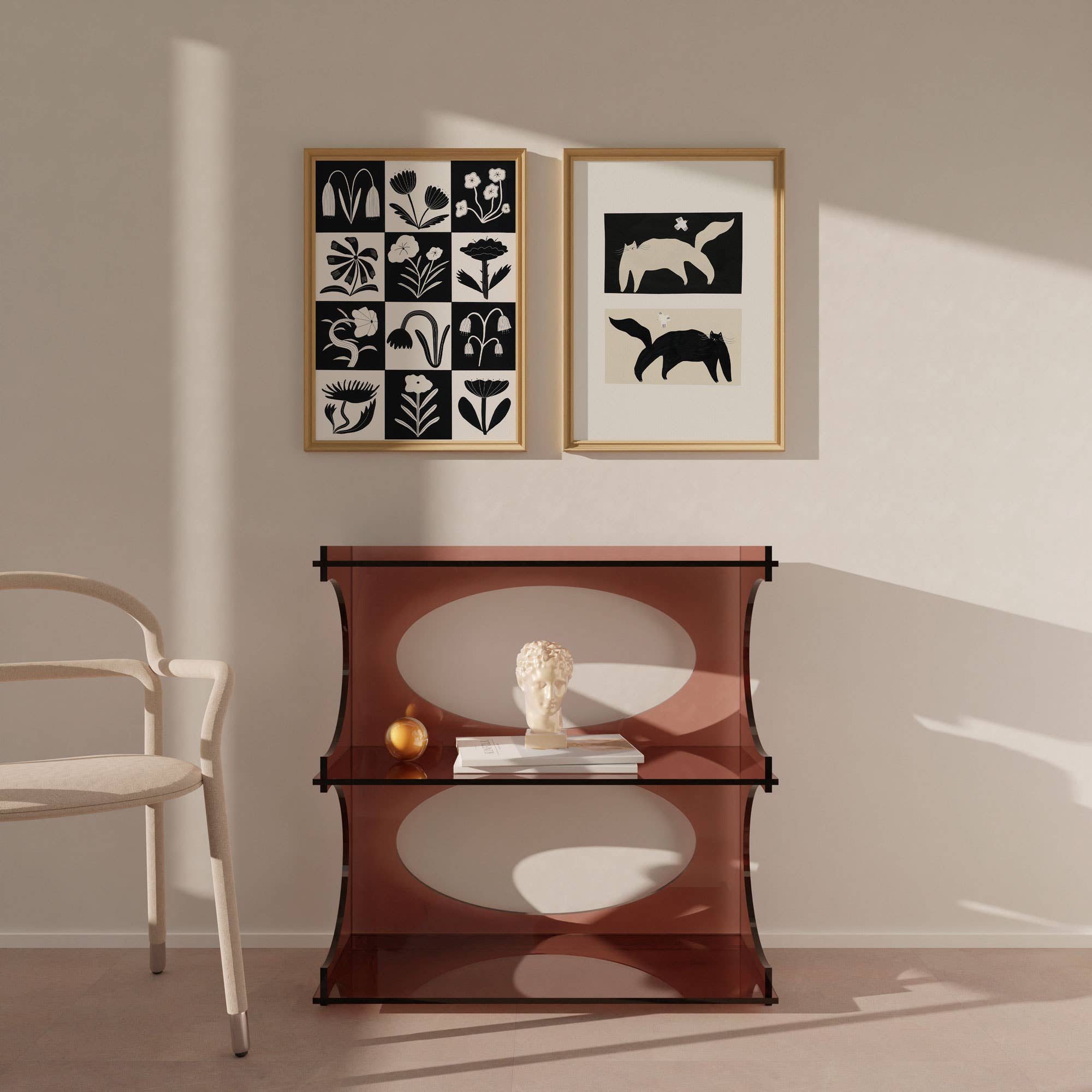 Negative / Positive Cats Art Print | Monochrome Wall Art
