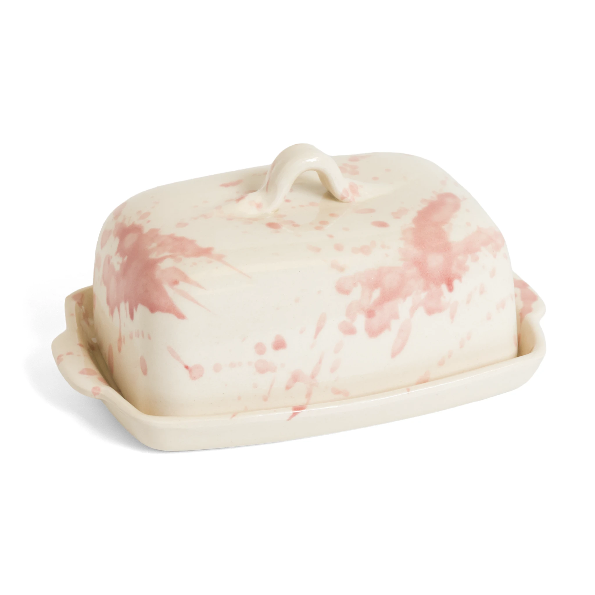 Butter Dish Rose Splatter