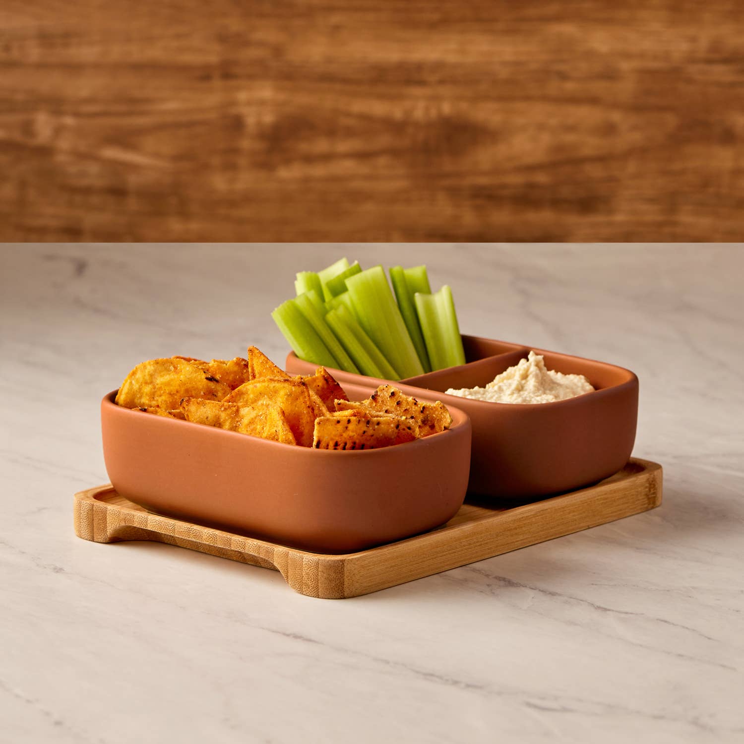 Set of 2 Share Rectangular Bowls Terracotta