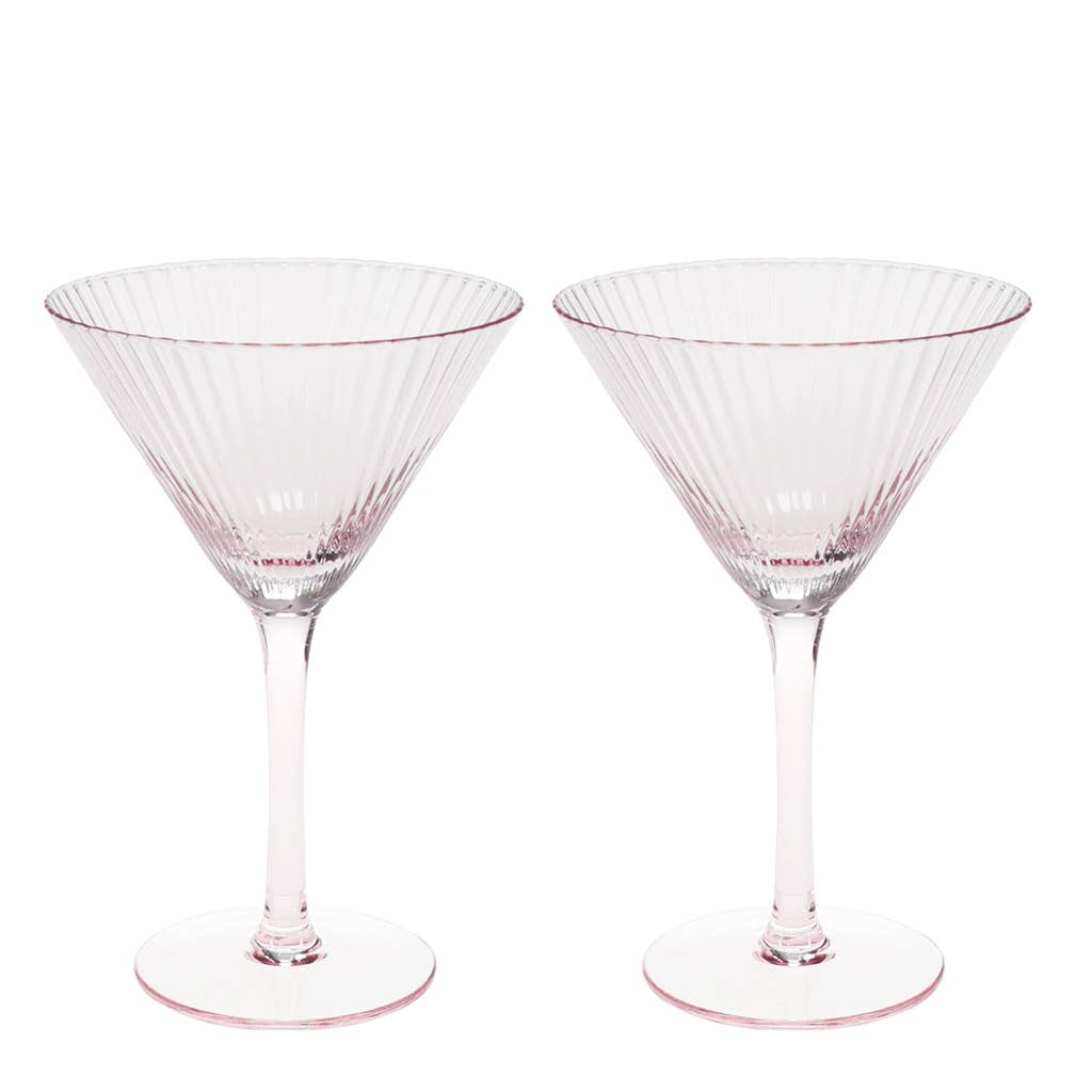 Ridged martini glasses (set of 2) 200ml - Pink