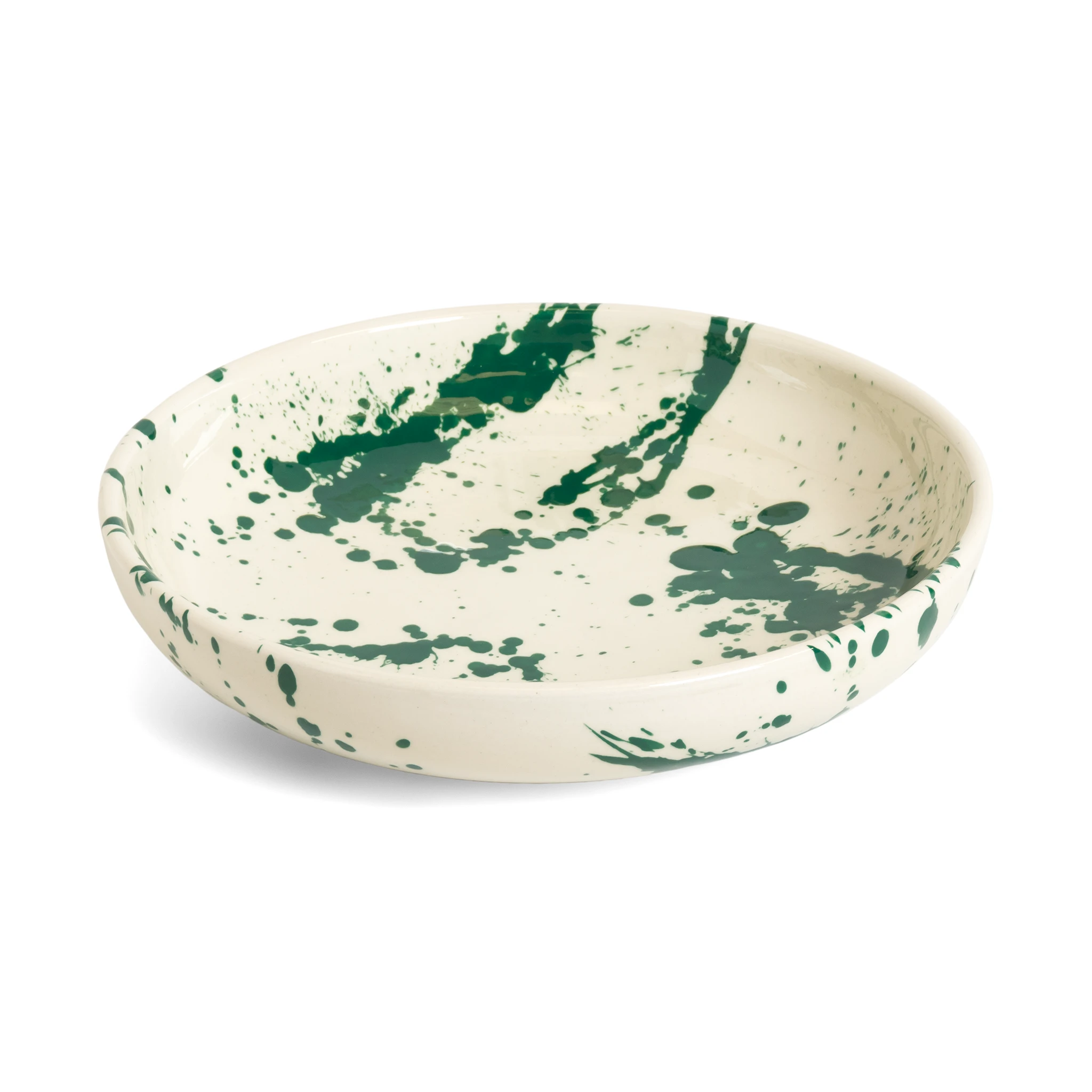 Shallow Bowl Green Splatter