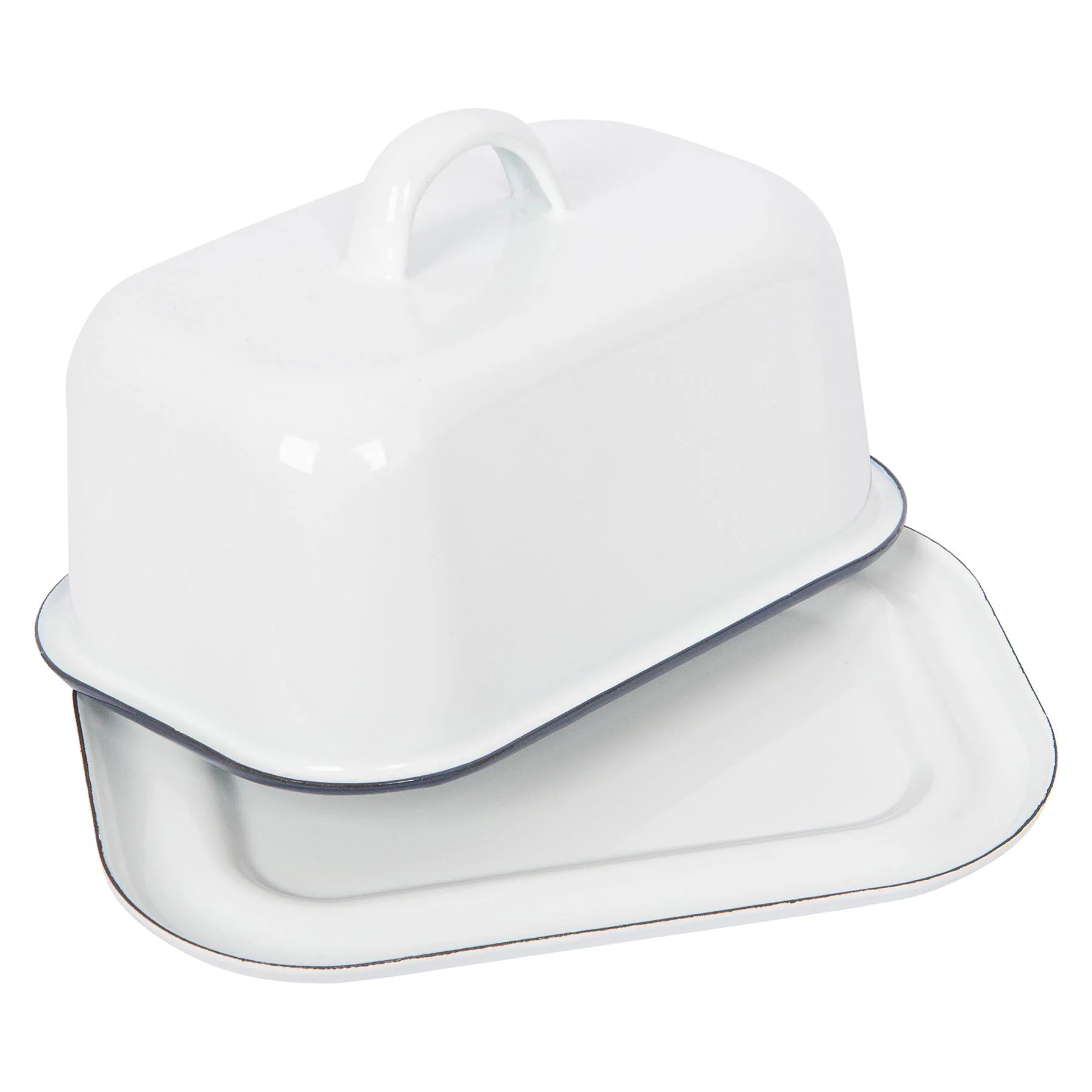 White Enamel Butter Dish