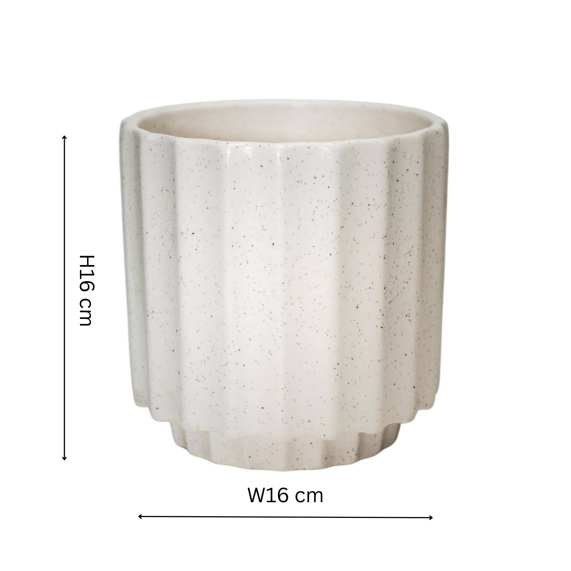 Bourton Scalloped Edge Ceramic Indoor Planter H16cm D16cm