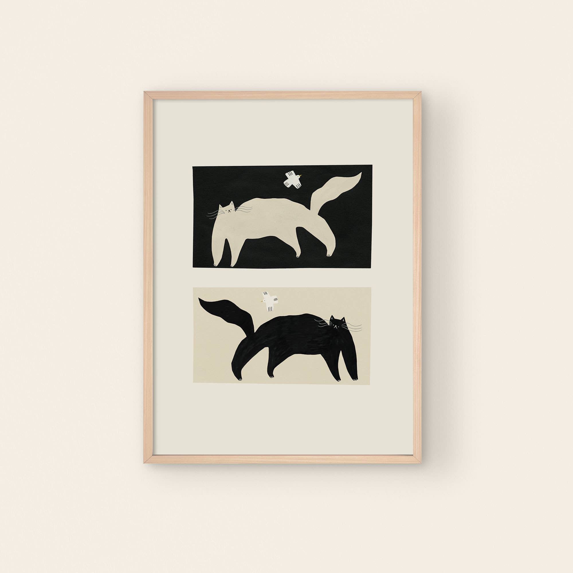 Negative / Positive Cats Art Print | Monochrome Wall Art