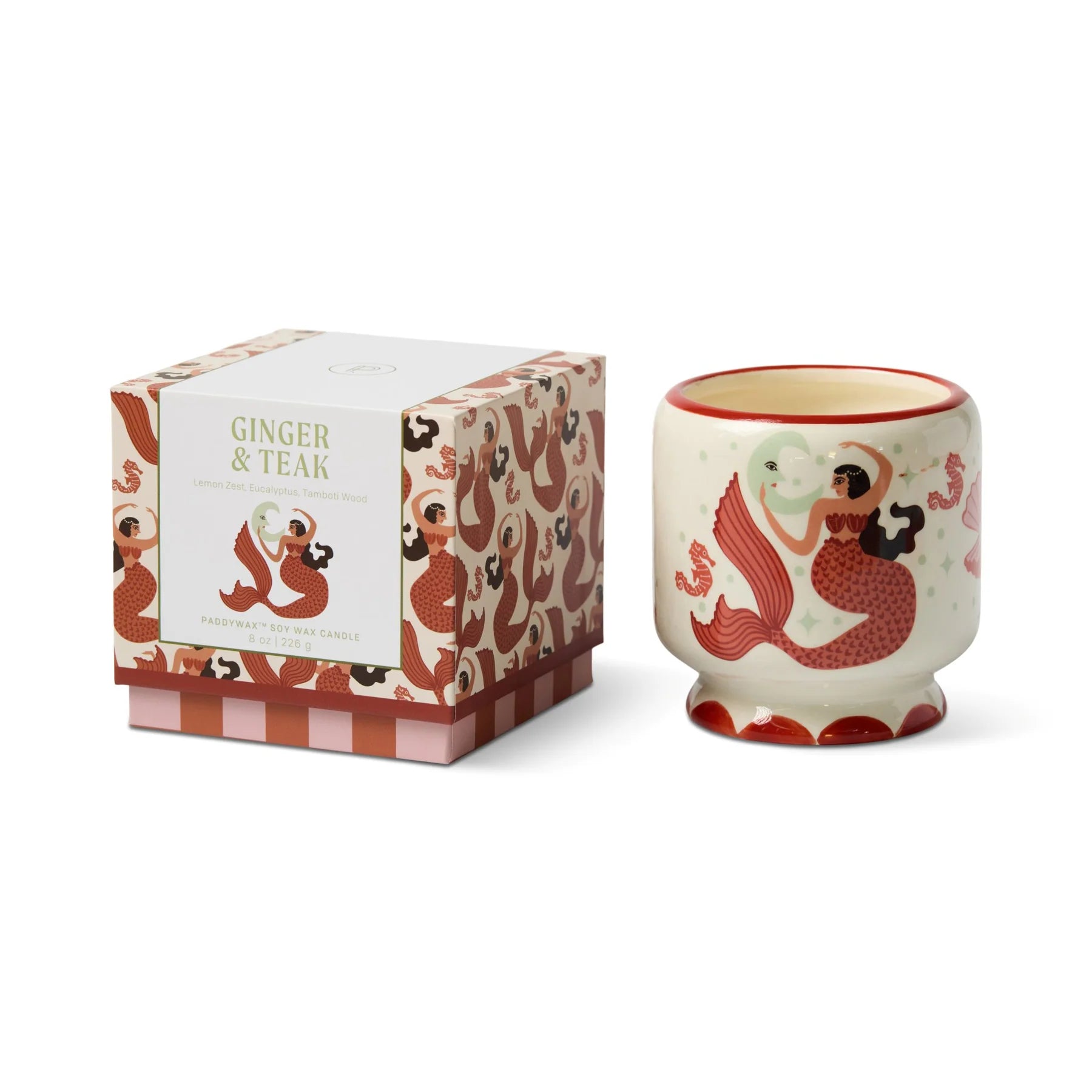 Paddywax A Dopo Mermaid & Moon Ceramic Candle - Ginger & Teak