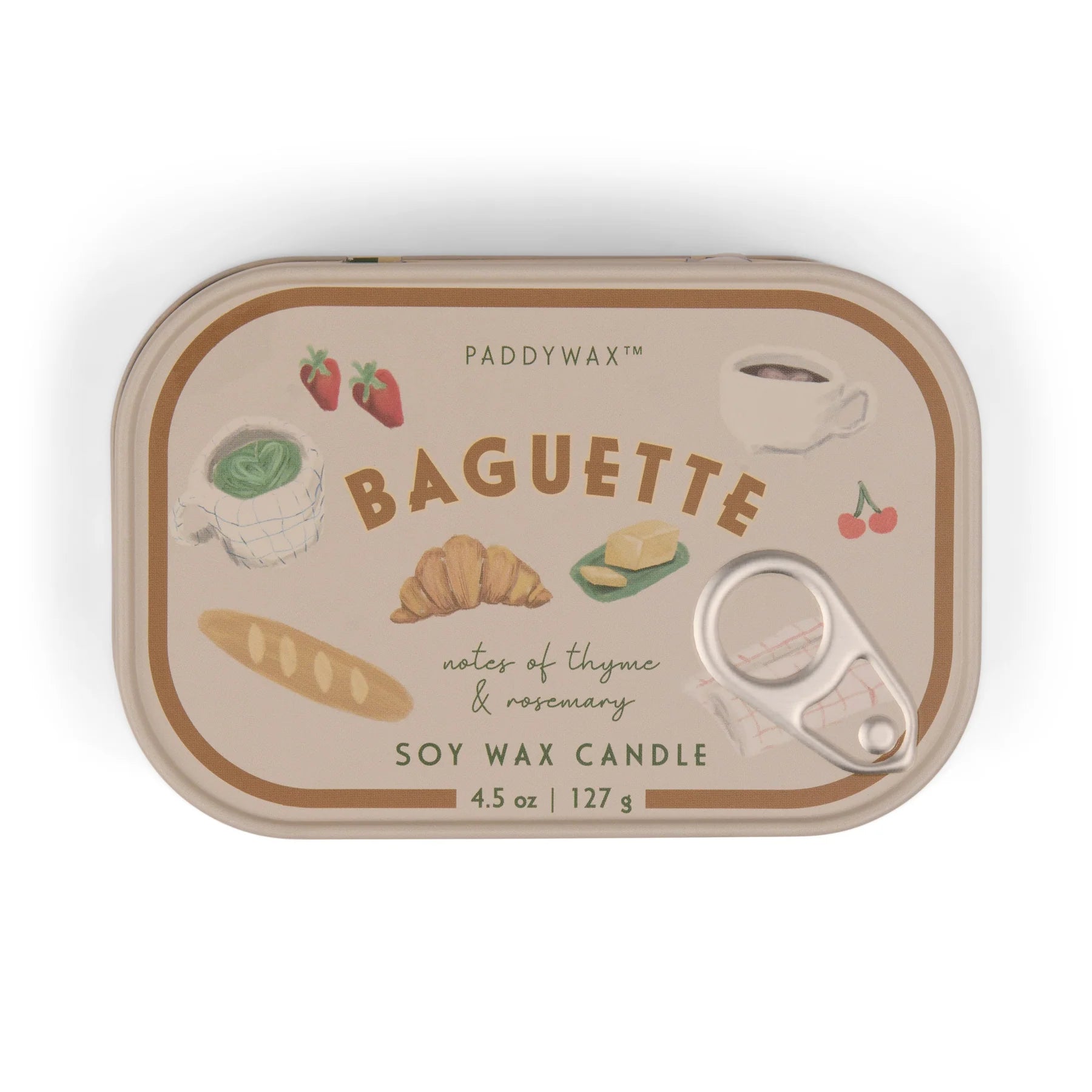 Bistro 4.5oz/127g French Baguette Printed Tin Candle - Rosemary Thyme