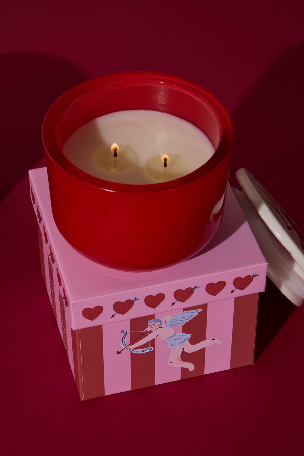 Charmed 8oz/226g Red Glass Candle with Heart Lid - Wild Fig & Rose