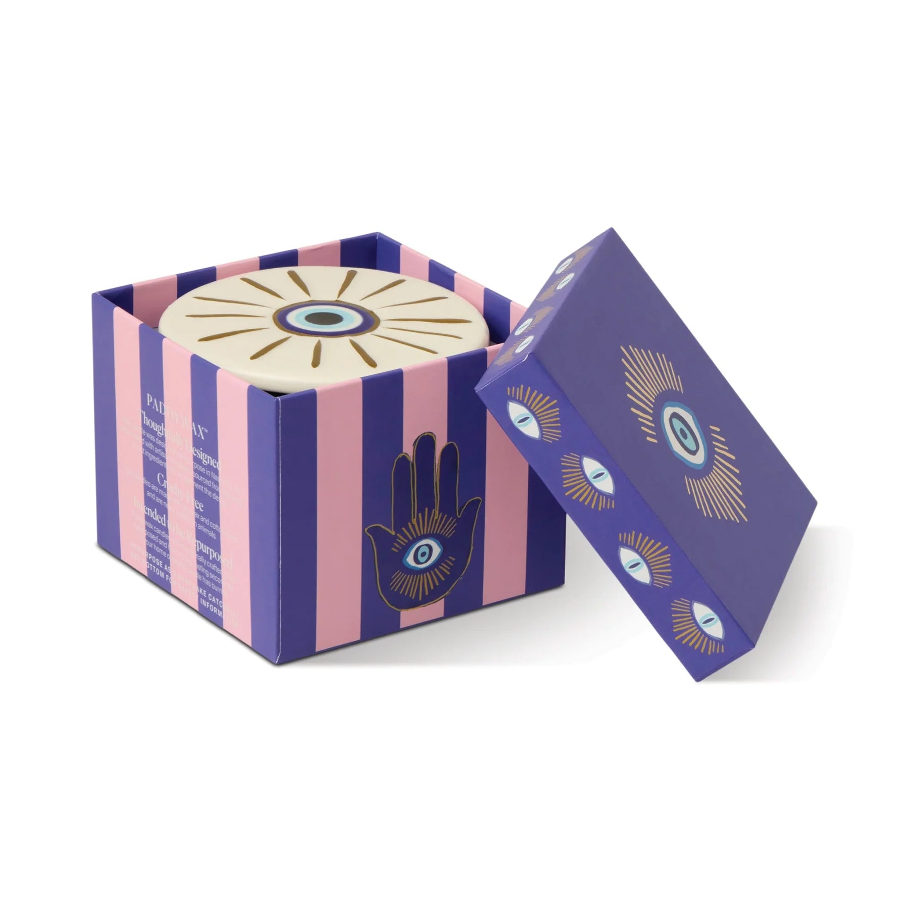 Charmed 8oz/226g Blue Glass Candle with Evil Eye Ceramic - Incense & Smoke