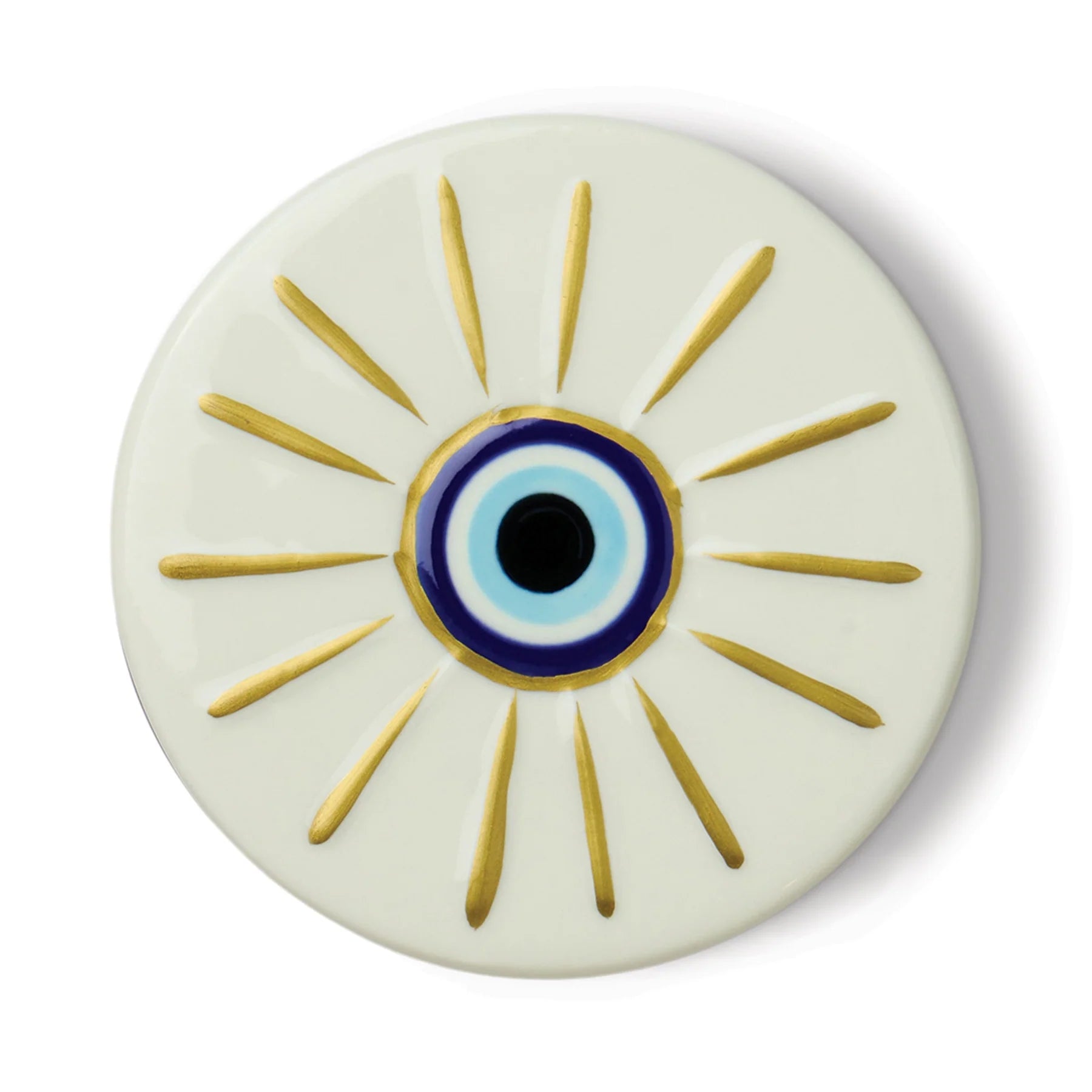 Charmed 8oz/226g Blue Glass Candle with Evil Eye Ceramic - Incense & Smoke