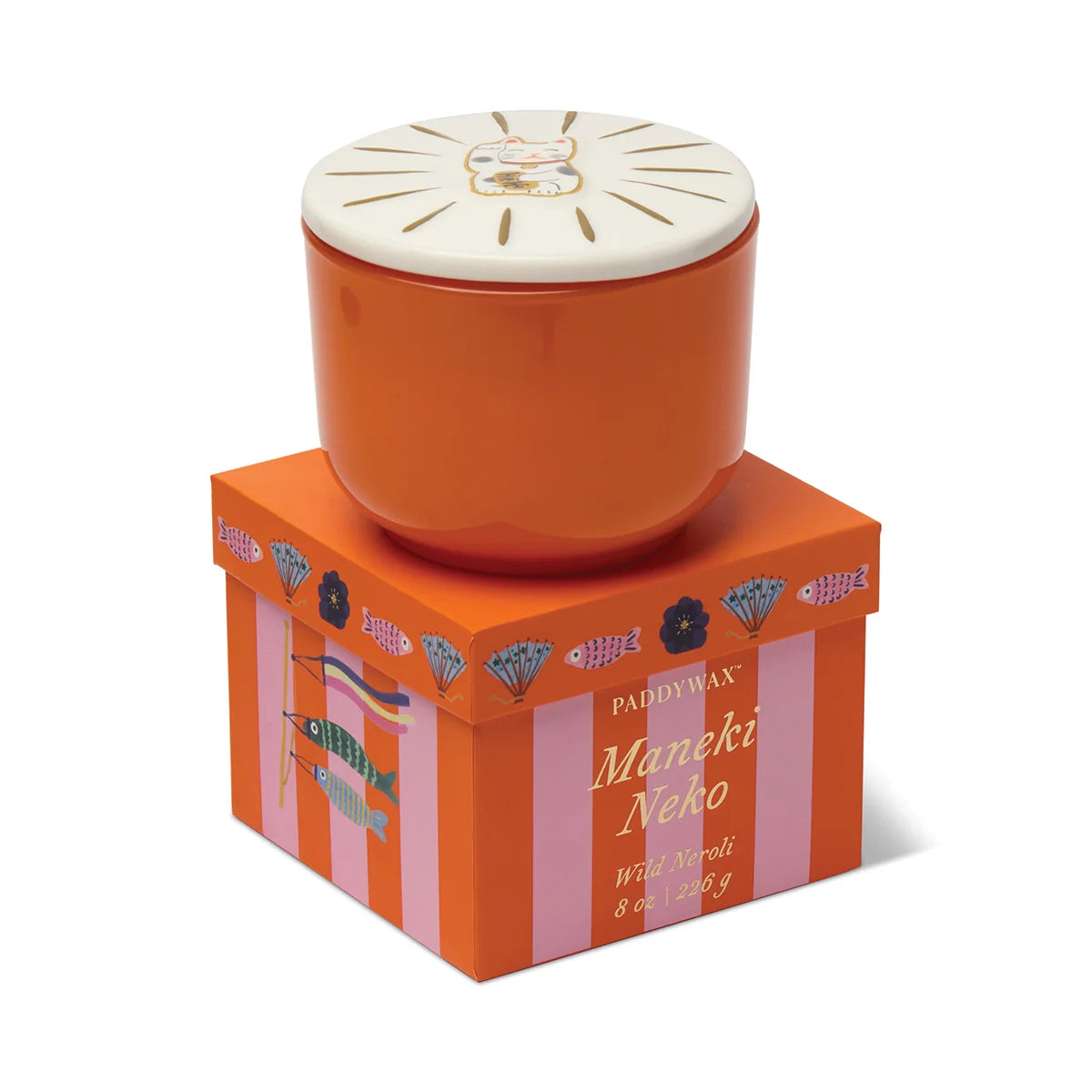 Paddywax Charmed 8oz/226g Orange Maneki-Neko Cat Candle - Wild Neroli