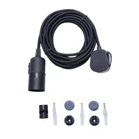 Enna Plug-in Ceiling Pendant with 5m Textile Cable and Ceiling Hook - WHITE/BLACK