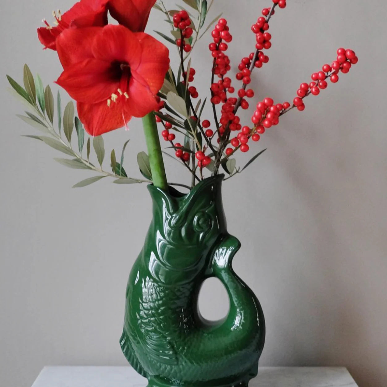 Green Original Gluggle Jug Pitcher Vase
