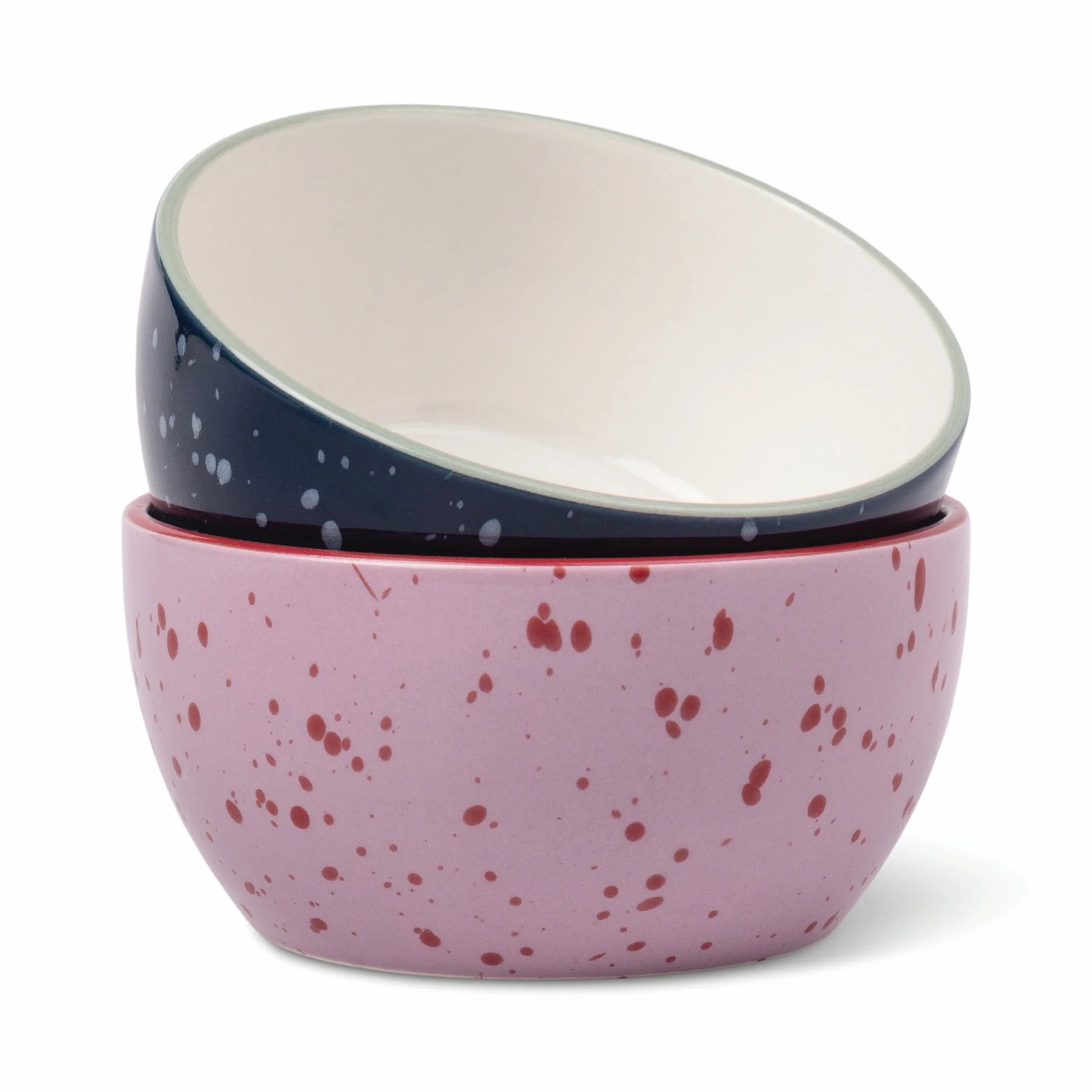 The Bella Dipping Bowls - Set of 2 - Navy & Lilac Splatter