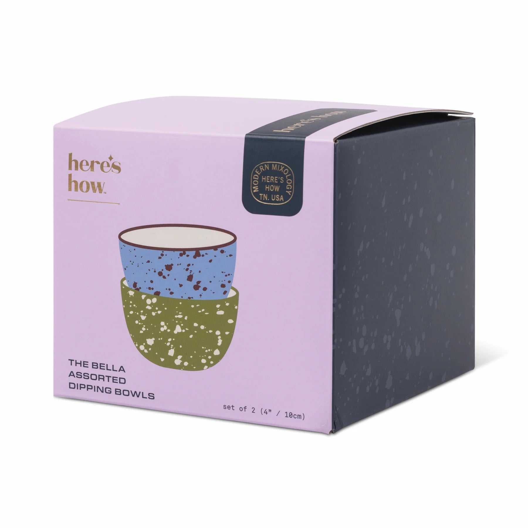 The Bella Dipping Bowls - Set of 2 - Blue & Olive Splatter