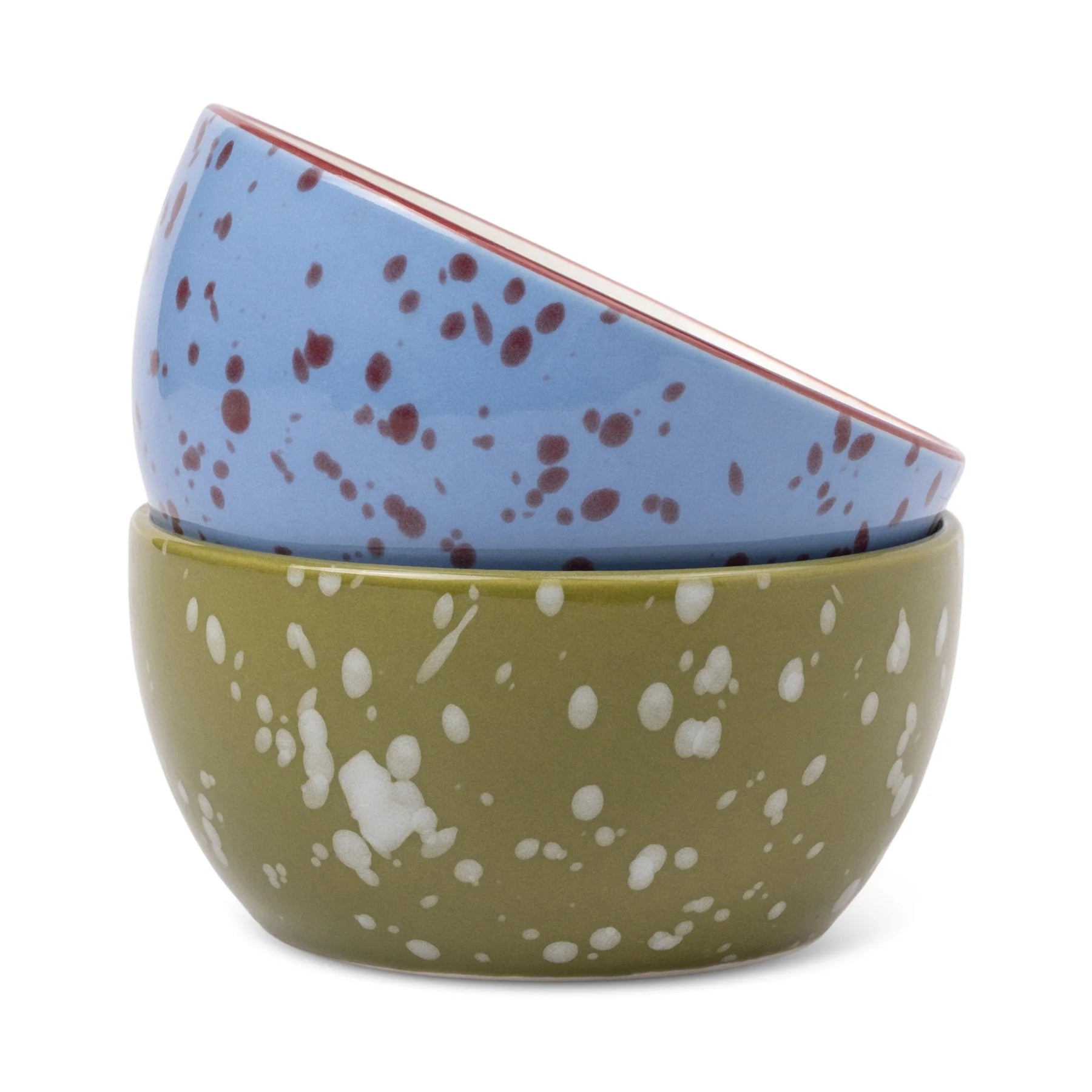 The Bella Dipping Bowls - Set of 2 - Blue & Olive Splatter