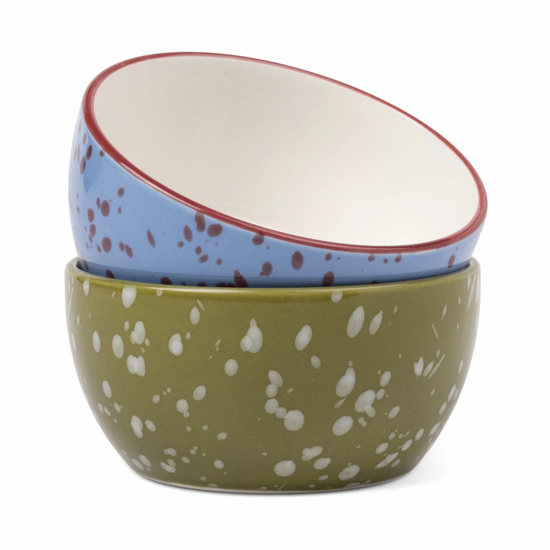 The Bella Dipping Bowls - Set of 2 - Blue & Olive Splatter