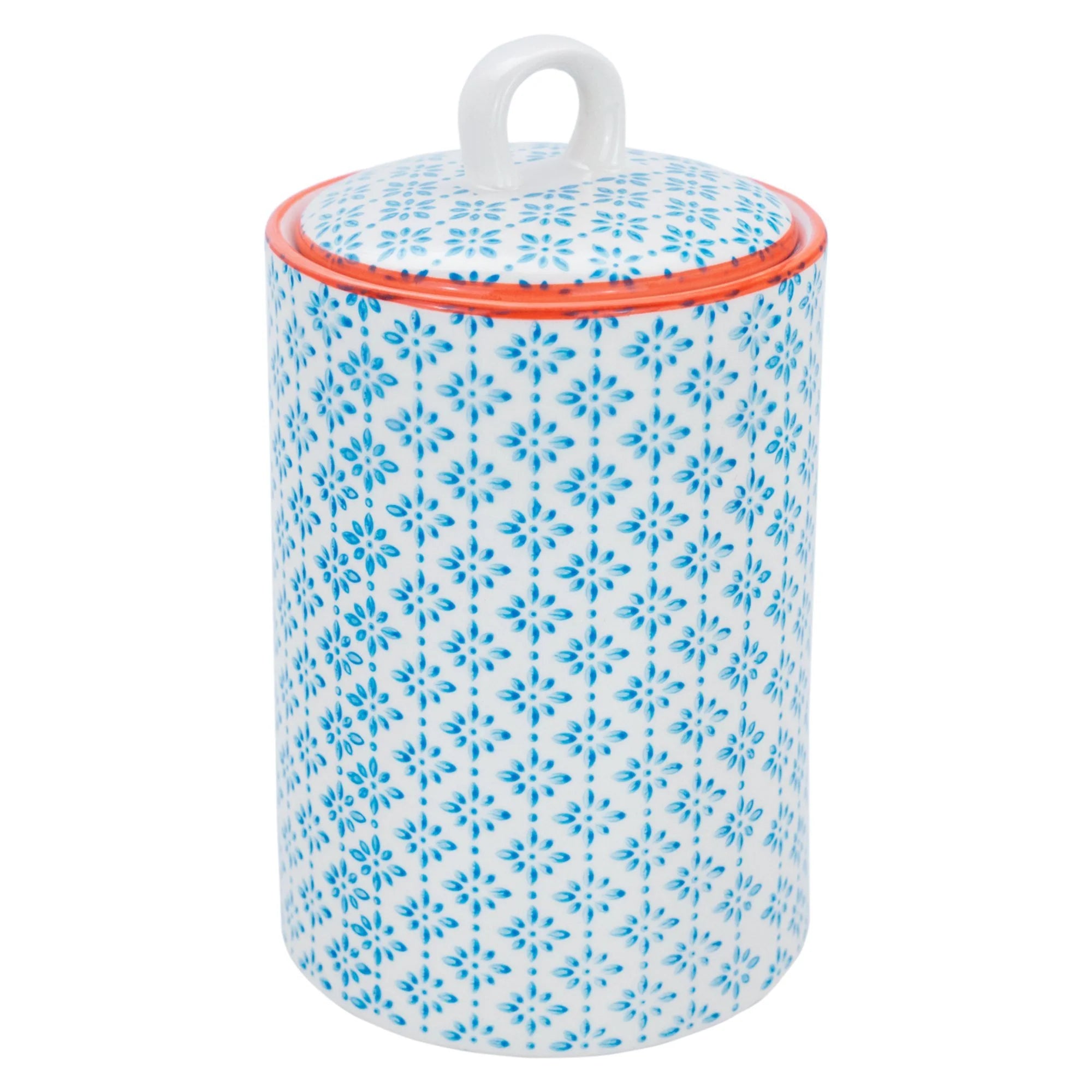 Nicola Spring Porcelain Tea and Coffee Canister - Blue and Orange