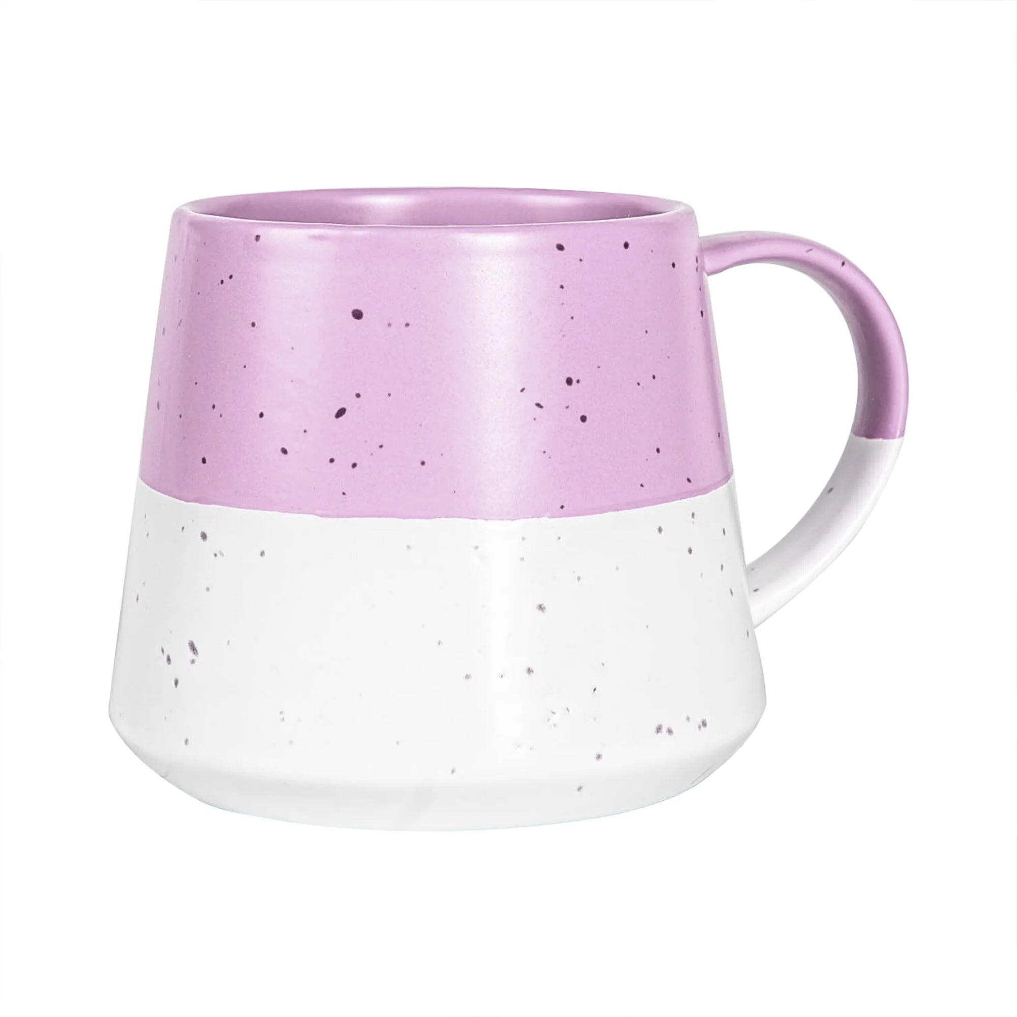 Lavender Colour Block Flecked Stoneware Belly Coffee Mug - 370ml