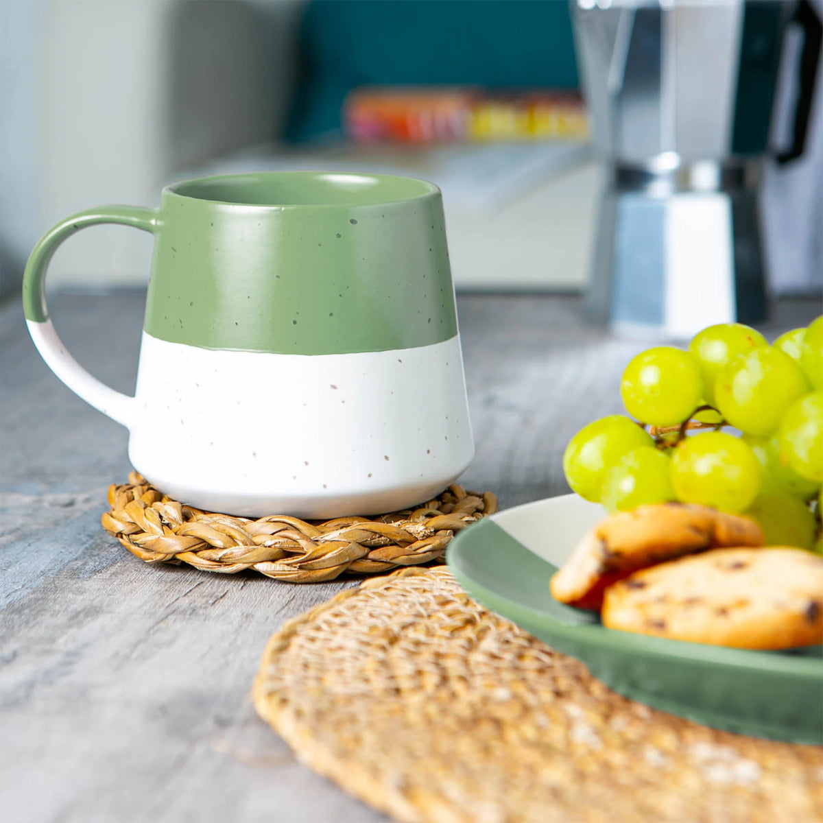 Sage Block Flecked Stoneware Belly Coffee Mug - 370ml (Copy)