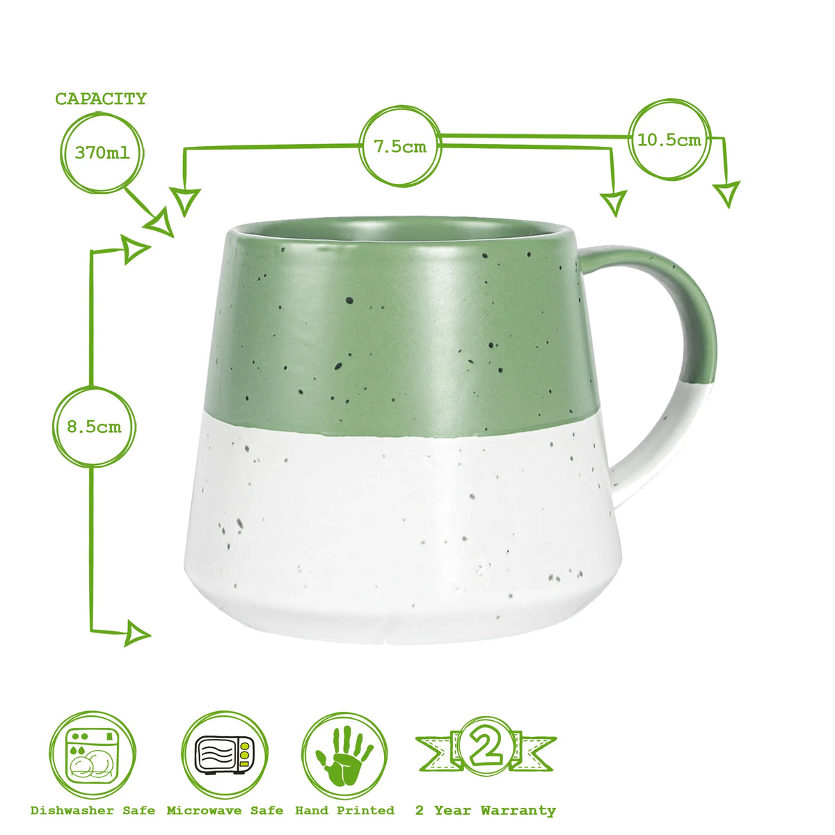 Sage Block Flecked Stoneware Belly Coffee Mug - 370ml (Copy)