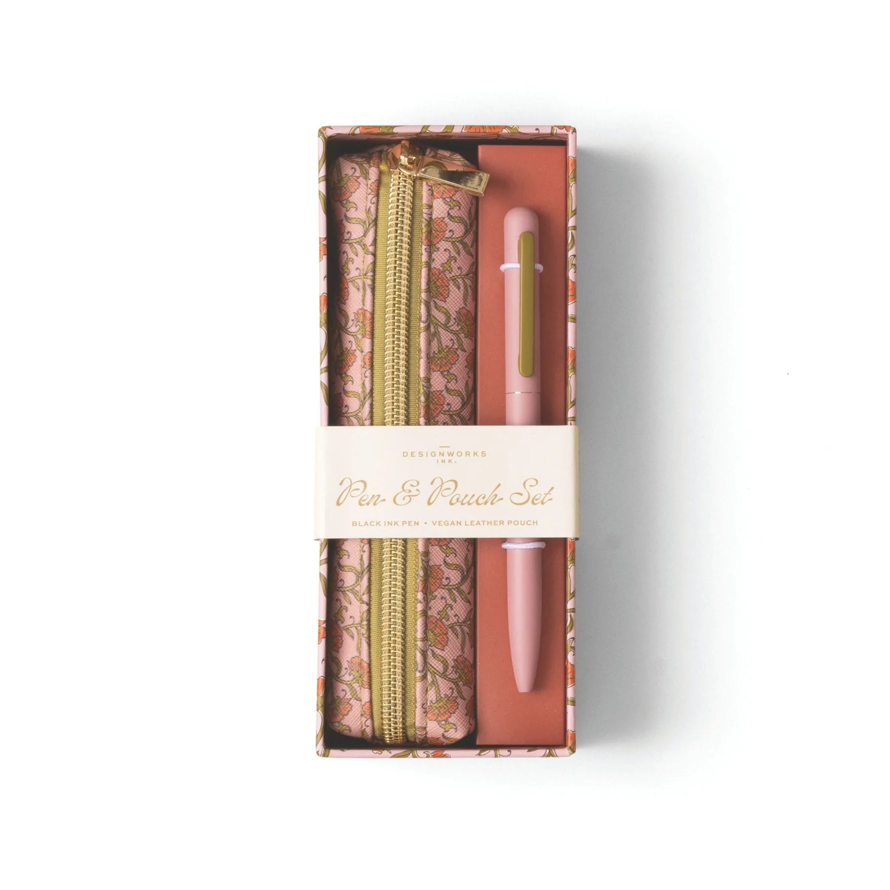 Designworks Ink Pen & Pouch Set - Pink Vintage Floral