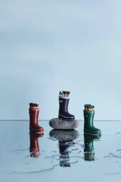 Paddywax Wellington Boot Matches Holder w/25 Matchsticks - Dark & Light Green