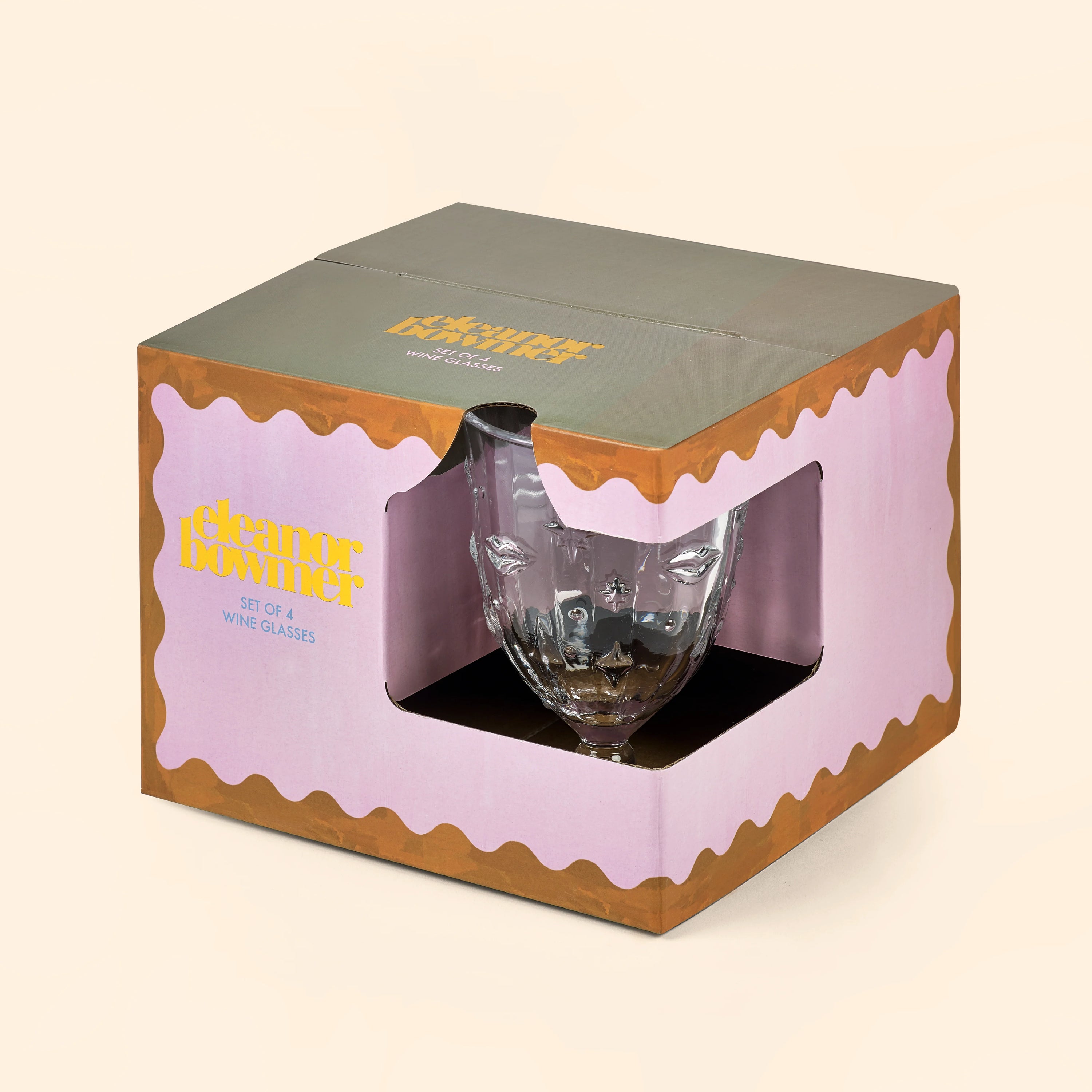 Electric Coast Lips & Stars Wine Glasses - Set of 4