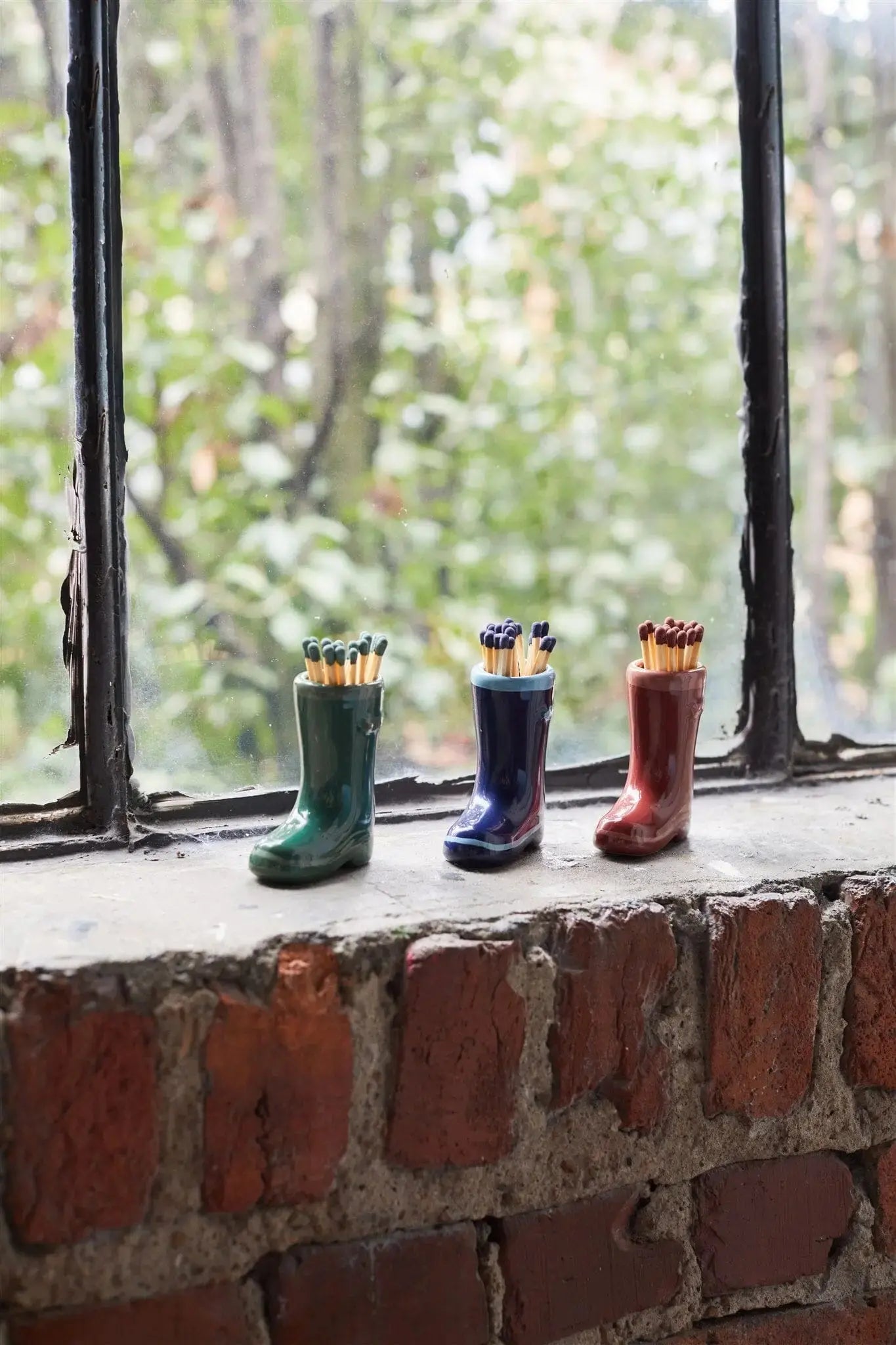 Paddywax Wellington Boot Matches Holder w/25 Matchsticks - Dark & Light Green