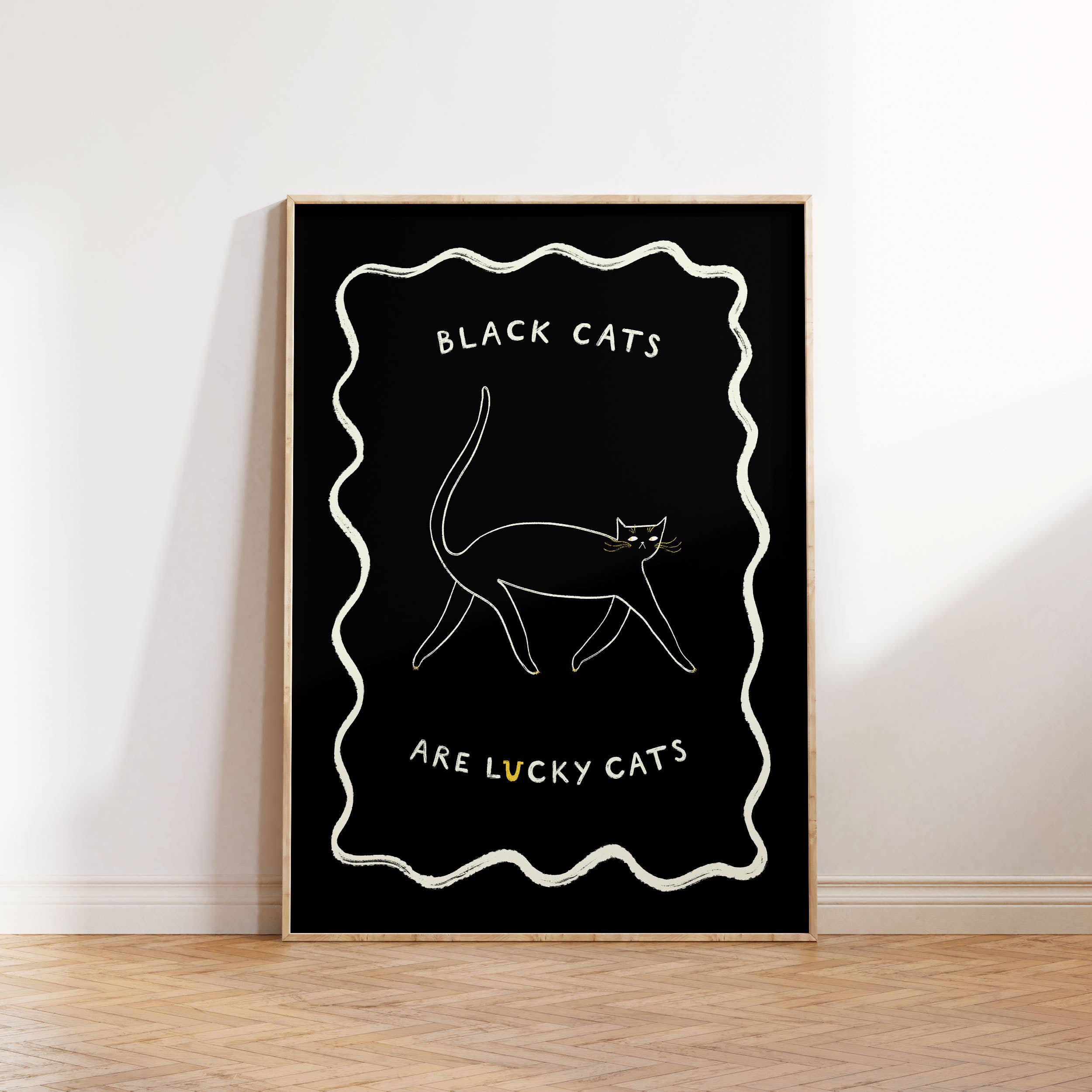 Black Cats Are Lucky Cats Art Print | Lucky Cat Art