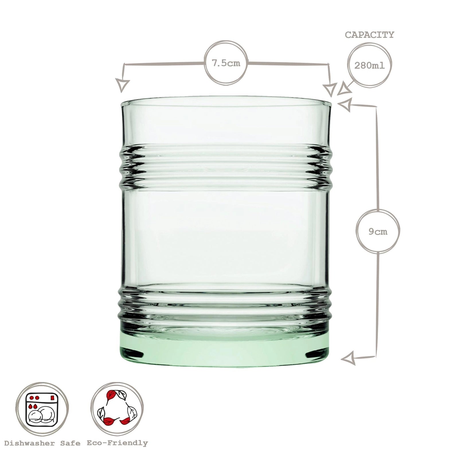 420370 - Pasabahce 280ml Aware Tincan Recycled Glass Tumbler - Pack of Four