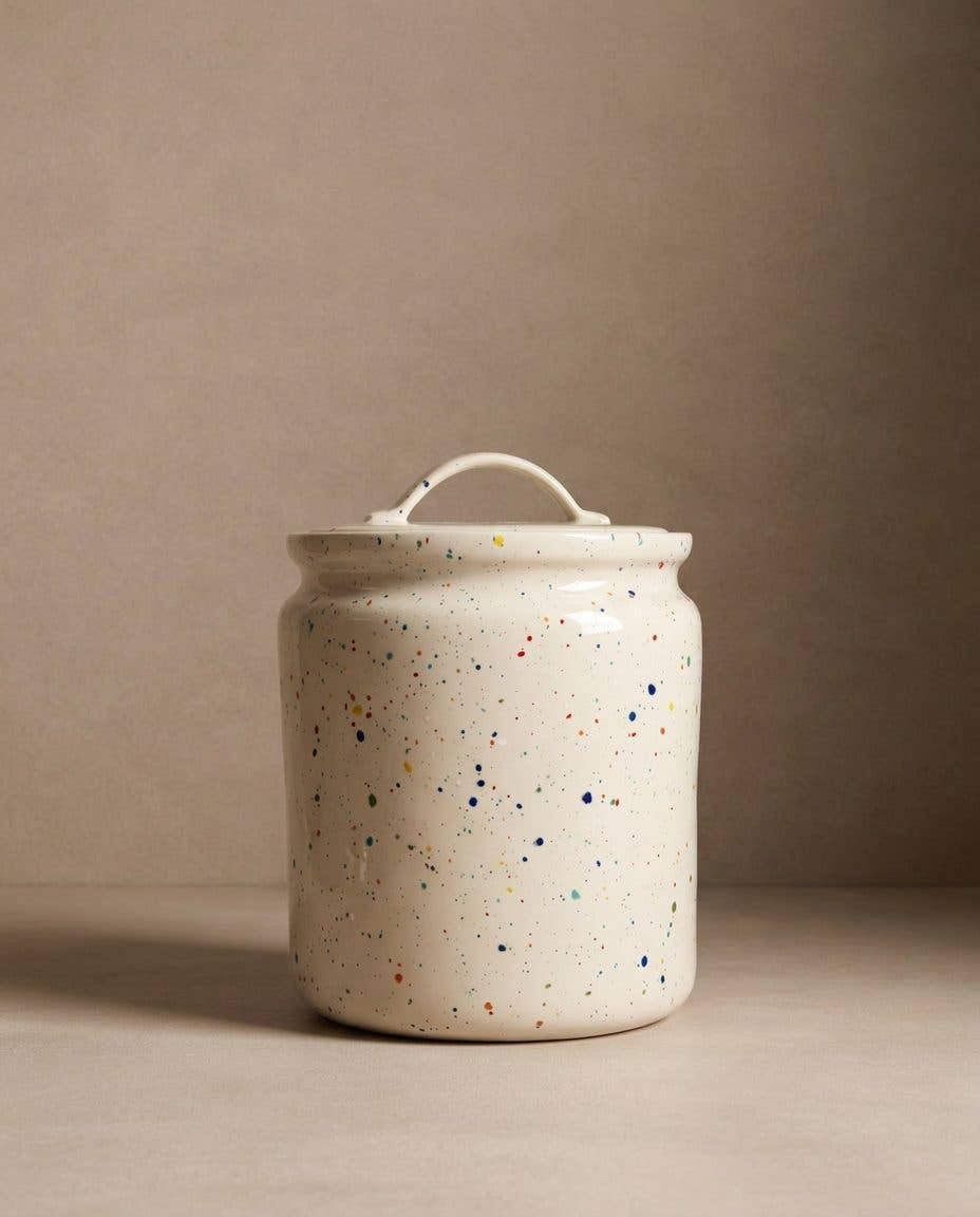 New Party Stoneware Storage Jar 22cm White