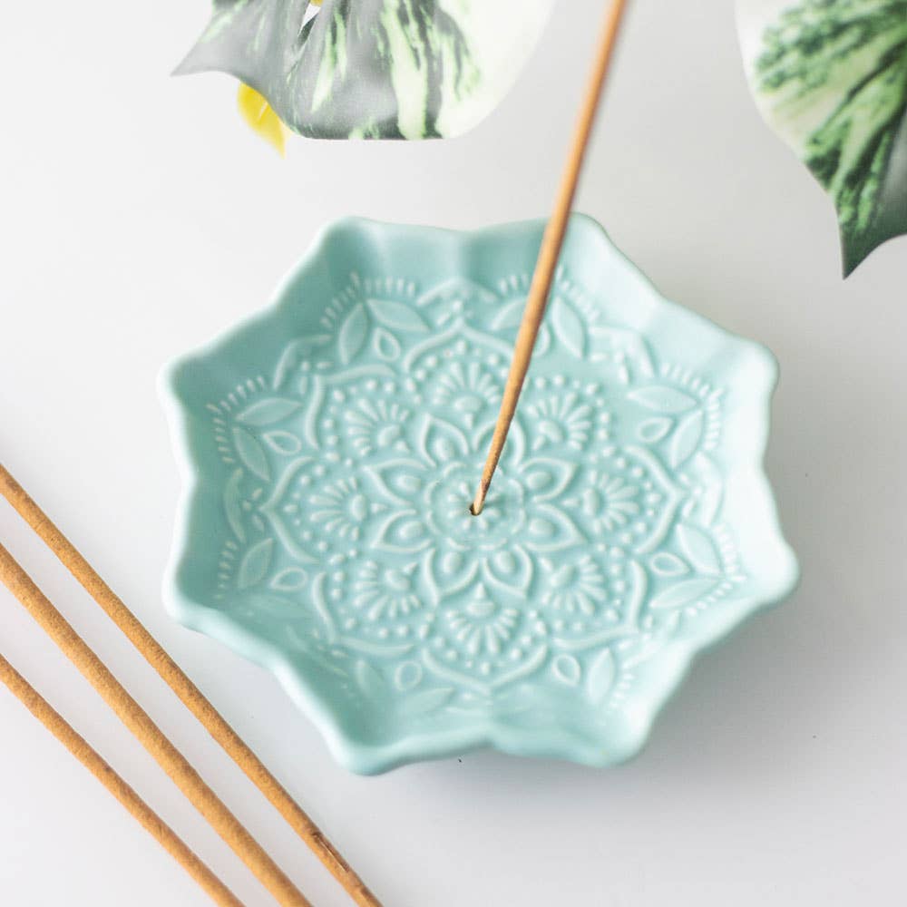 Blue Mandala Ceramic Incense Holder Plate