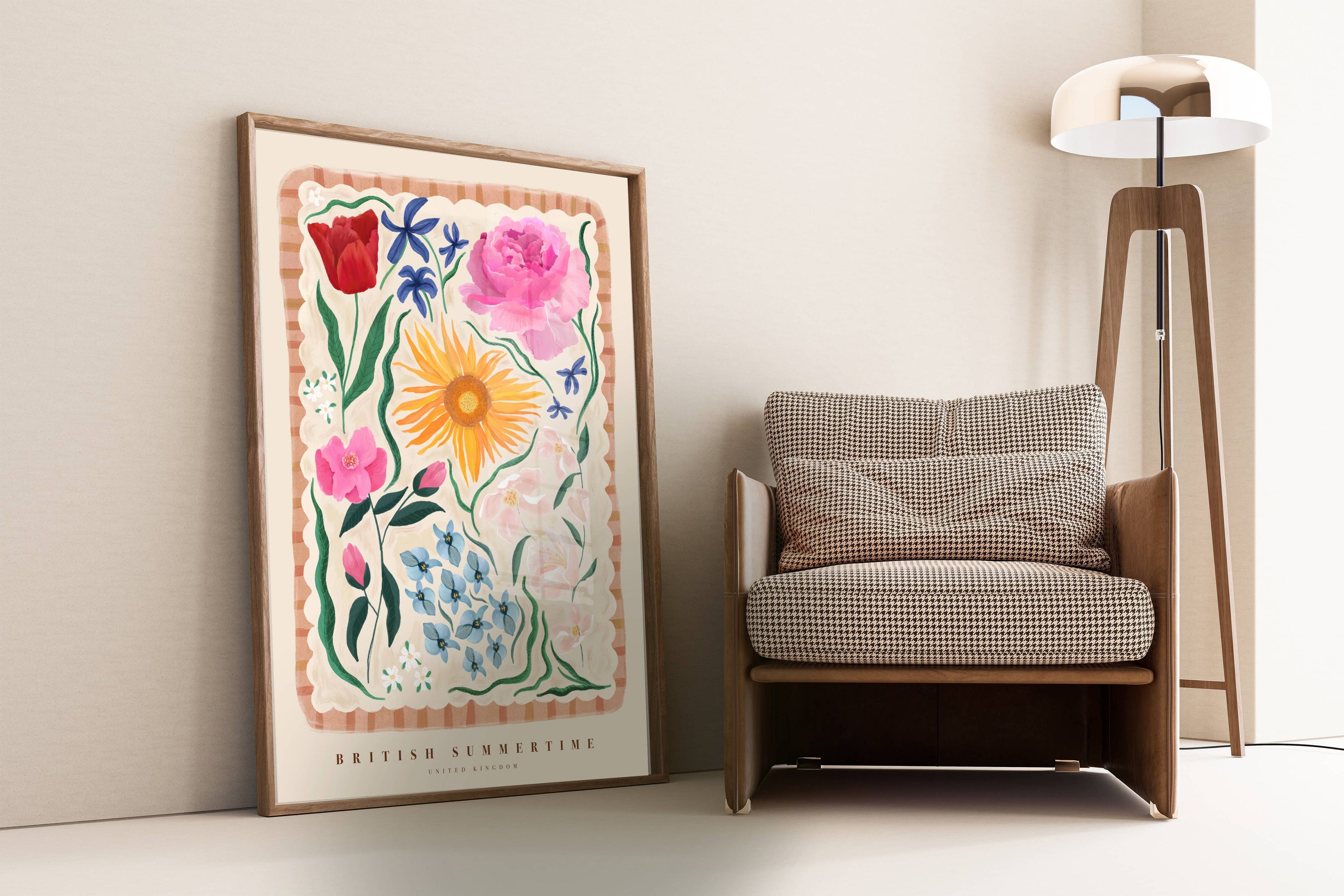 British Summertime, Art Print, Colourful Art, Floral Art