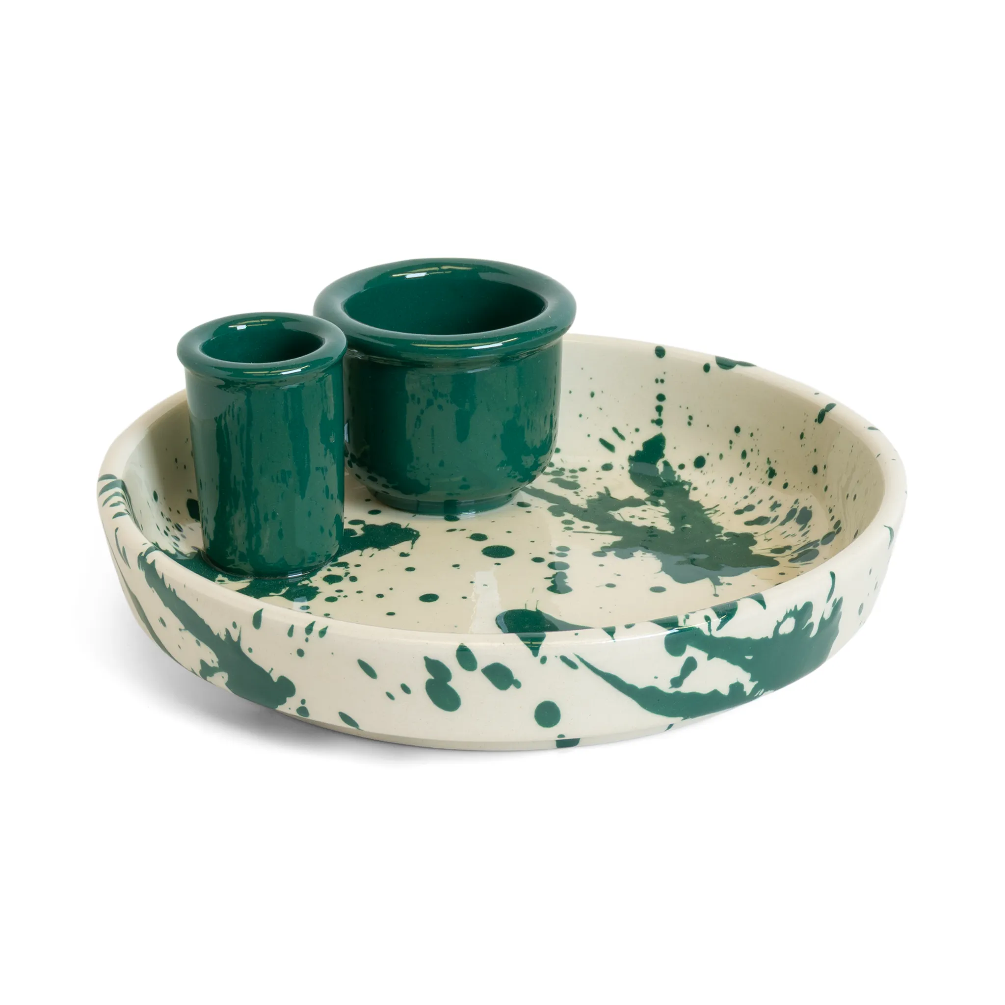 Olive Dish Green Splatter
