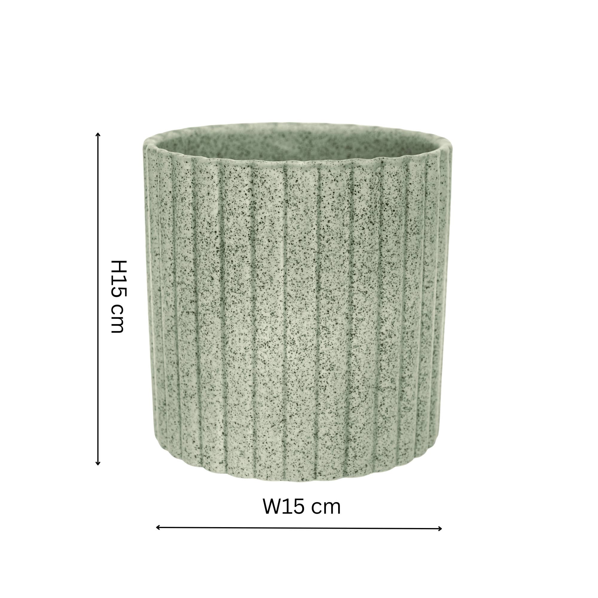 Azalea Stone Ribbed Speckle Earthenware Indoor Planter