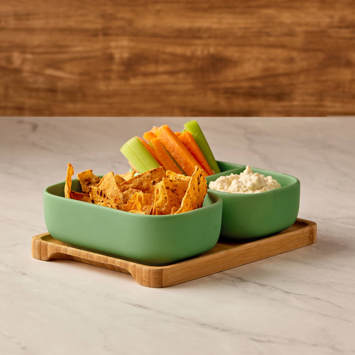 Set of 2 Share Rectangular Bowls Green