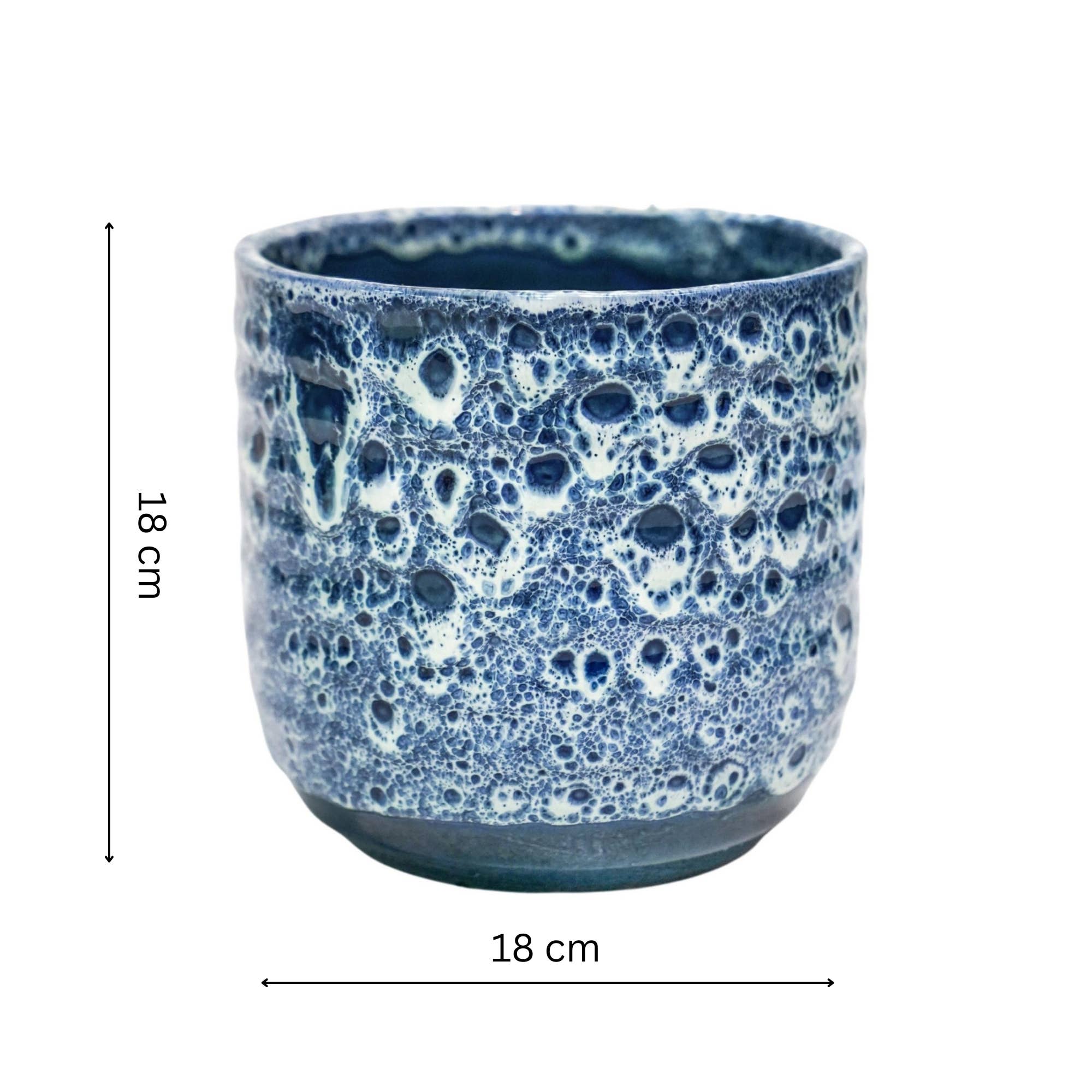 Reactive Glaze Ceramic Indoor Planter H18cm D18cm