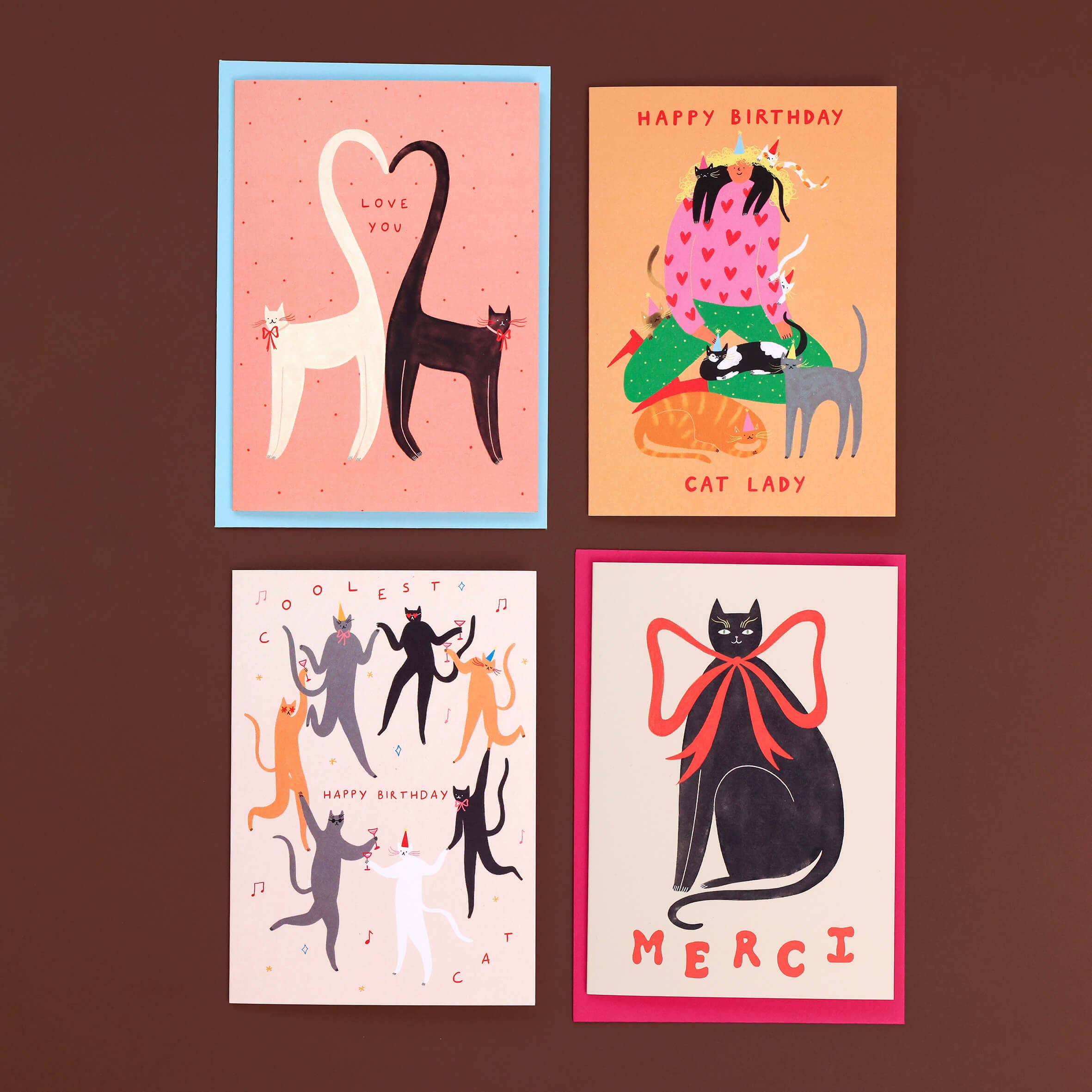 Heart Tails Cats Love Card | Cat Valentine's Day Card
